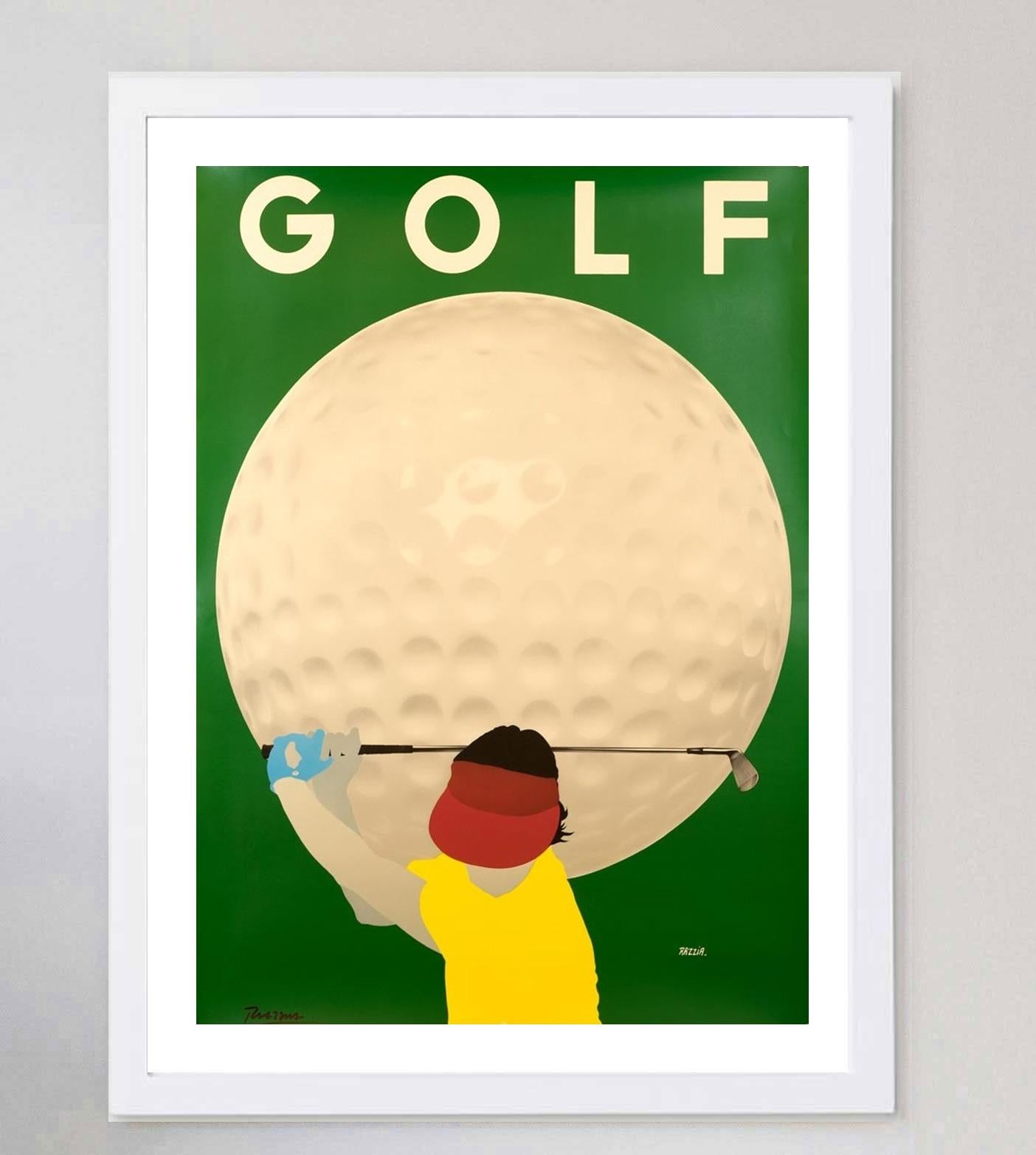 Fin du 20e siècle Affiche vintage originale de golf de Razzia, 1984 en vente