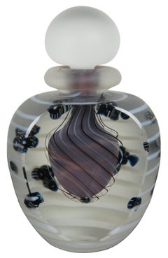 1984 Signed Satin Frosted Art Glass Perfume Bottle Milli Chips