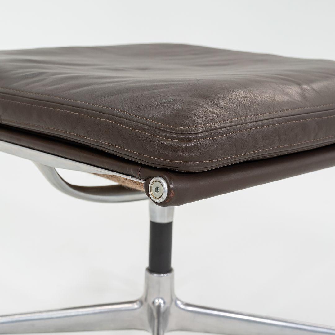 1984 Herman Miller Eames Aluminum Group Soft Pad Ottoman Brown Leather 22x22 in 5