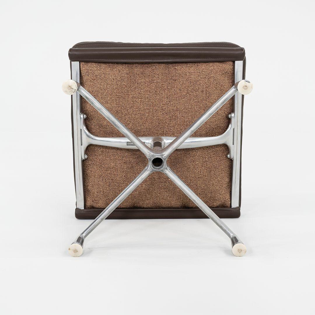 1984 Herman Miller Eames Aluminum Group Soft Pad Ottoman Brown Leather 22x22 in 6