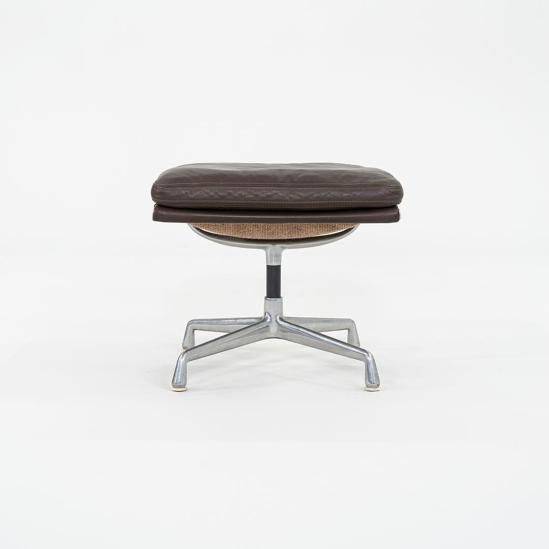 American 1984 Herman Miller Eames Aluminum Group Soft Pad Ottoman Brown Leather 22x22 in