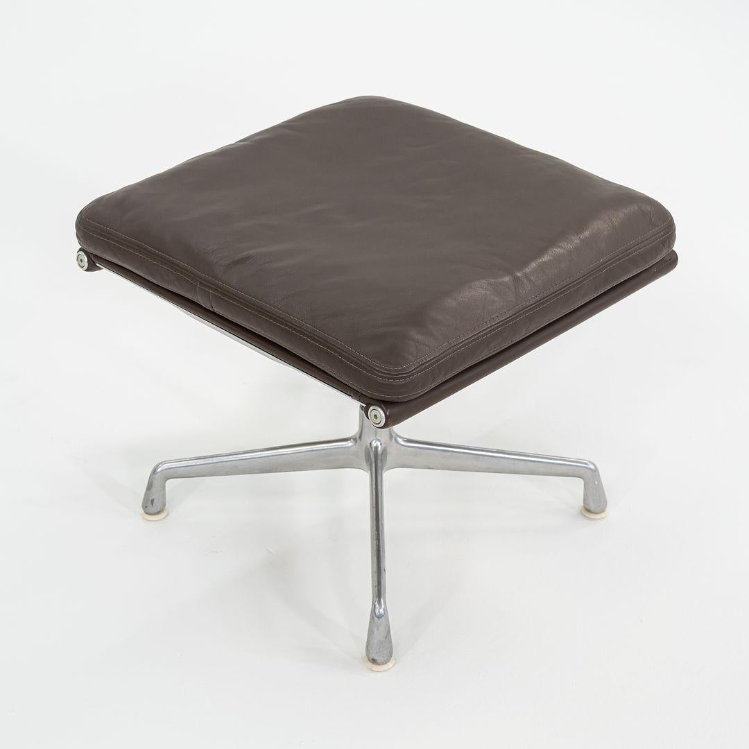 1984 Herman Miller Eames Aluminum Group Soft Pad Ottoman Brown Leather 22x22 in 2