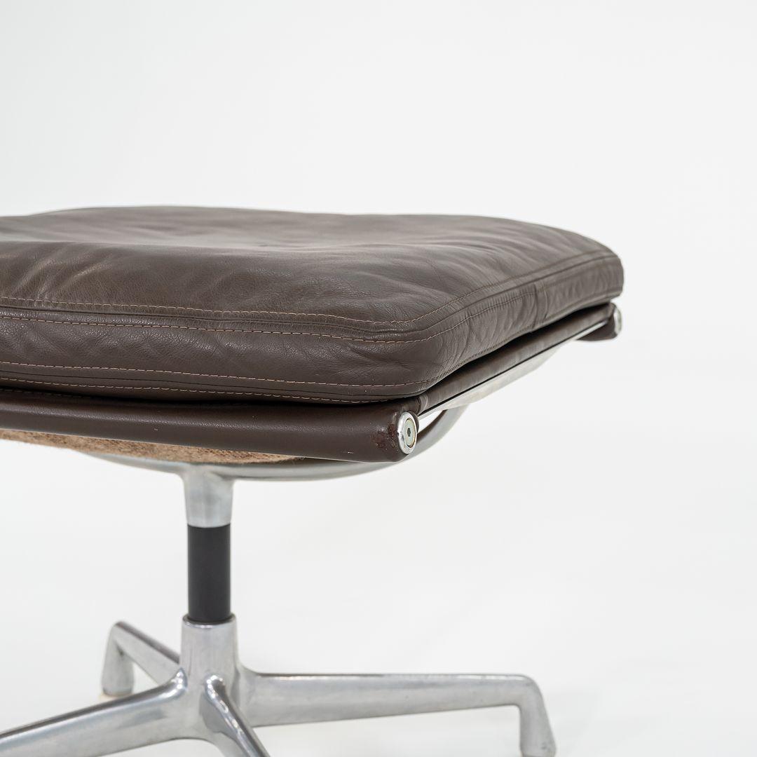 1984 Herman Miller Eames Aluminum Group Soft Pad Ottoman Brown Leather 22x22 in 3