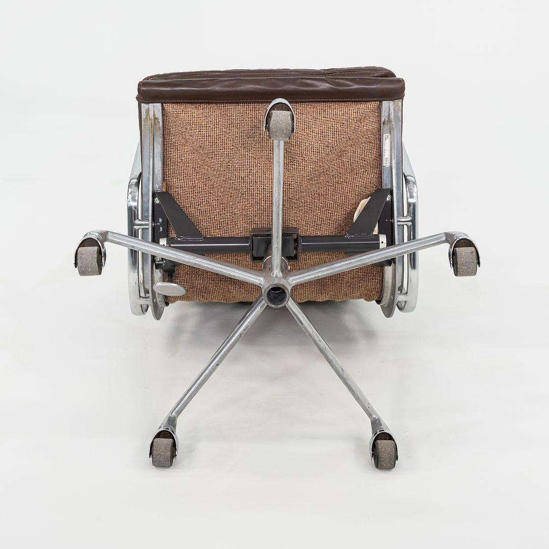 1984 Herman Miller Eames Soft Pad Executive Desk Chair Brown Leather Fabric Back 4