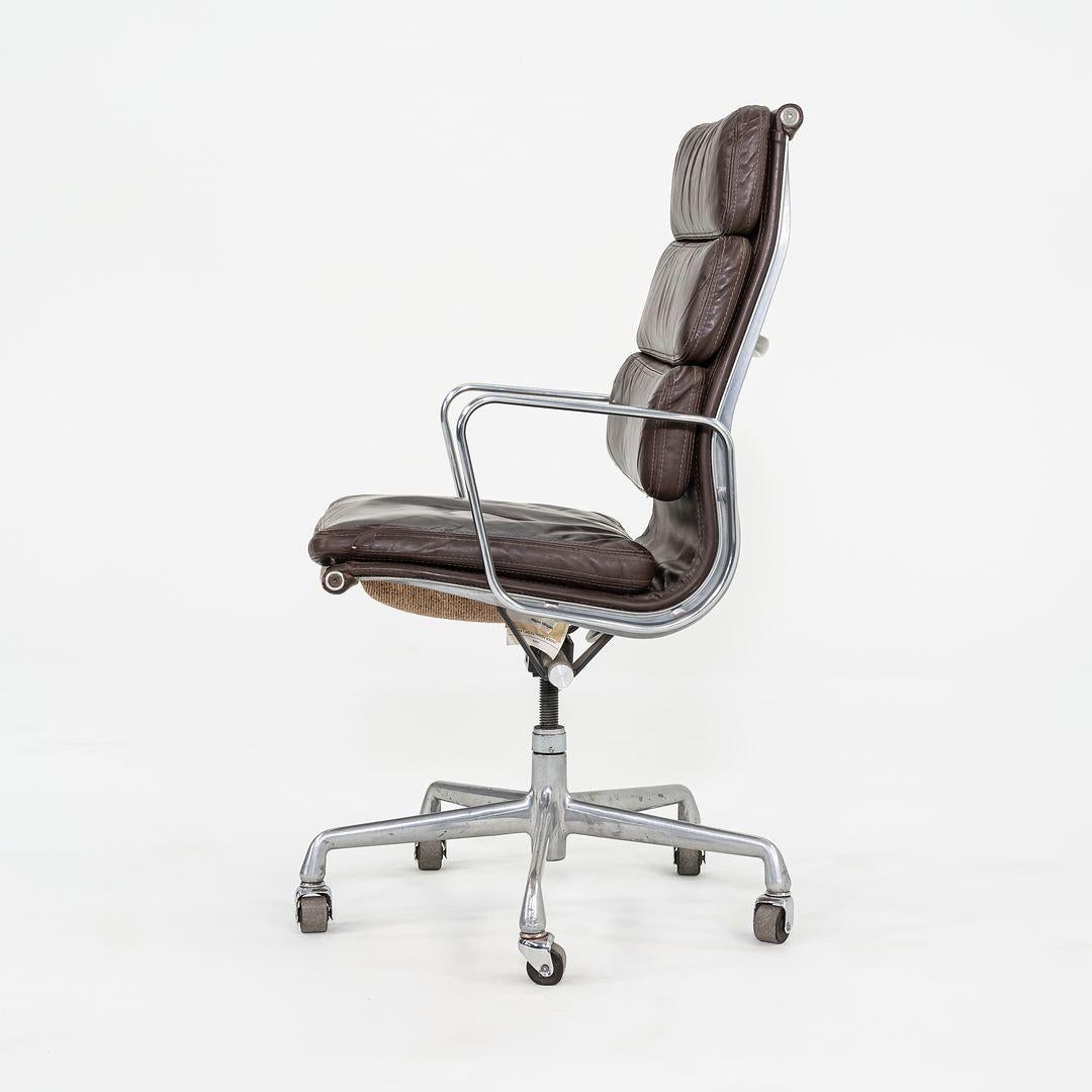American 1984 Herman Miller Eames Soft Pad Executive Desk Chair Brown Leather Fabric Back