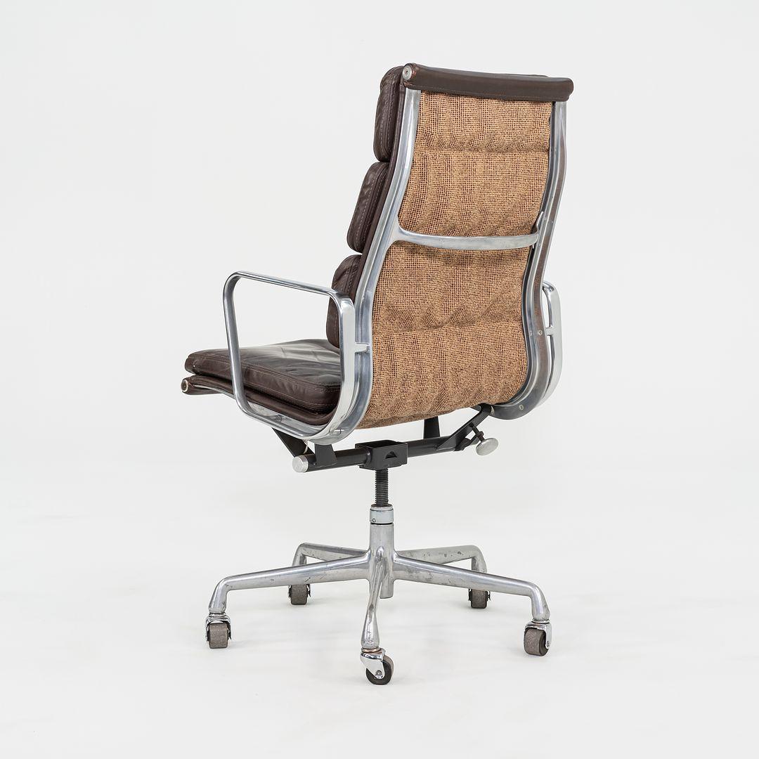 Late 20th Century 1984 Herman Miller Eames Soft Pad Executive Desk Chair Brown Leather Fabric Back