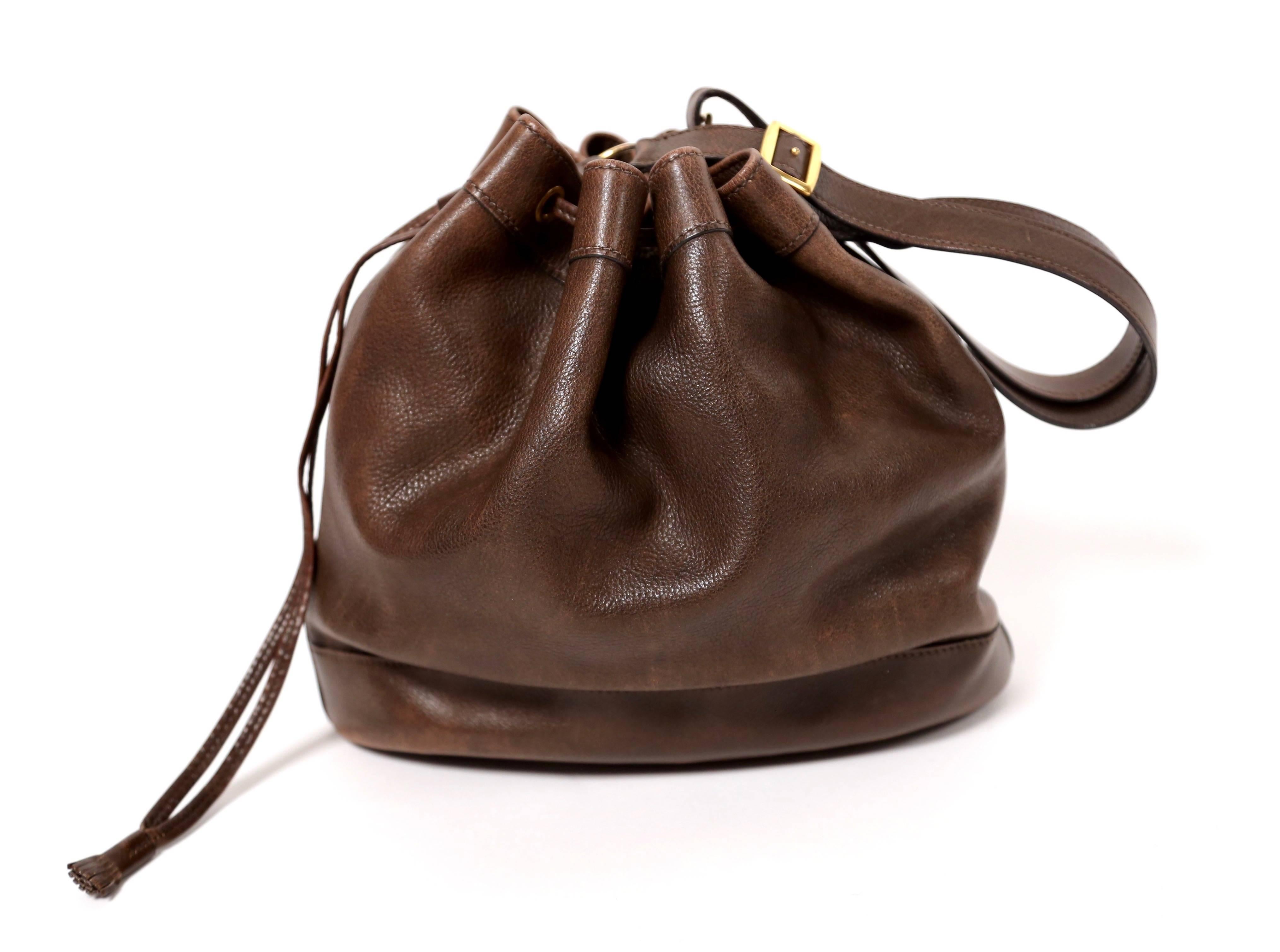 Rich brown leather 'Market' bag with stunning patina from Hermes dating to 1984.  Bag has a patina that can only be achieved with age. Great slouch to leather. Approximate measurements: 10