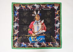 1984 Hermes "Pani La Shar Pawnee" Washed Silk Carre Scarf