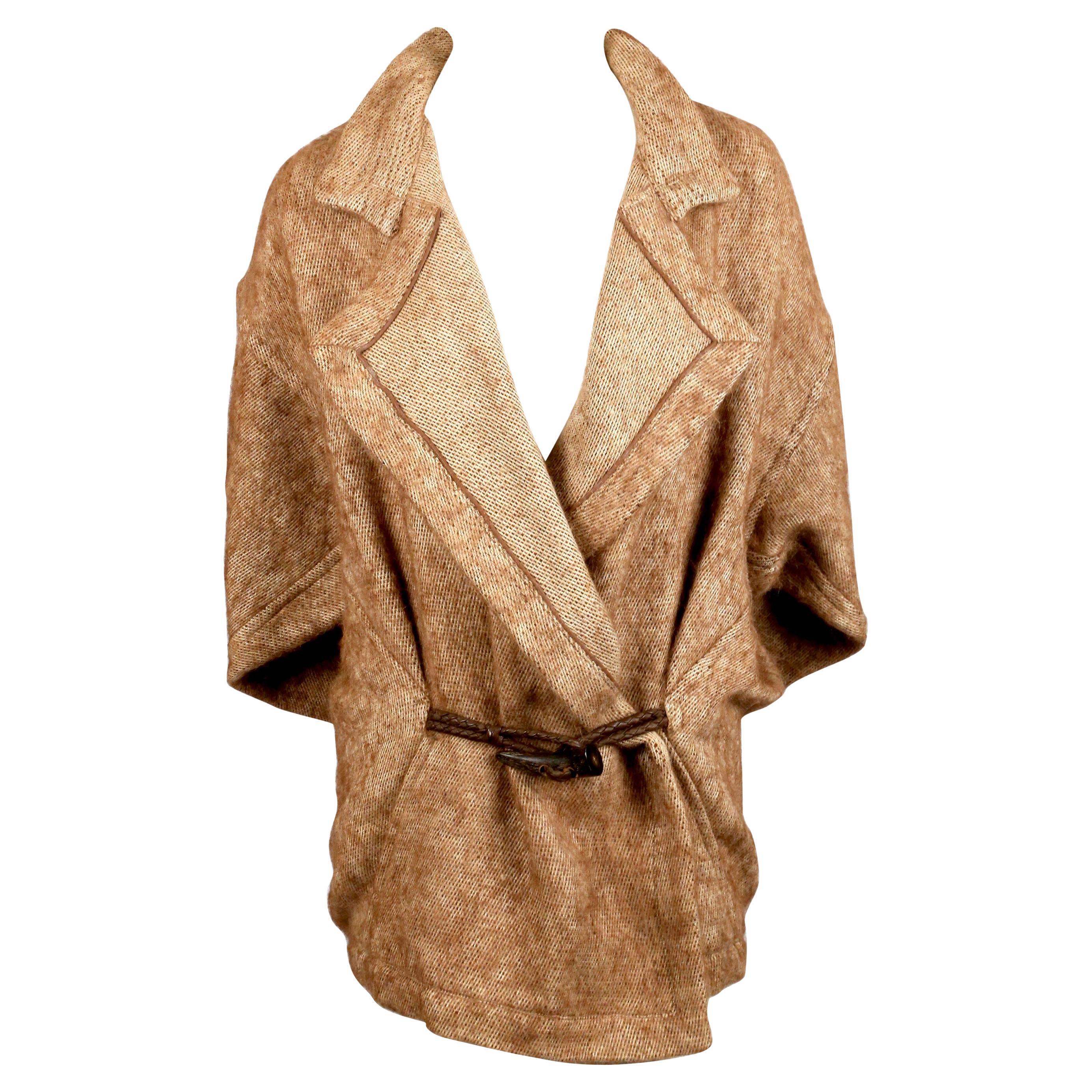 1984 ISSEY MIYAKE alpaca and linen RUNWAY coat with horn toggle closure.  For Sale