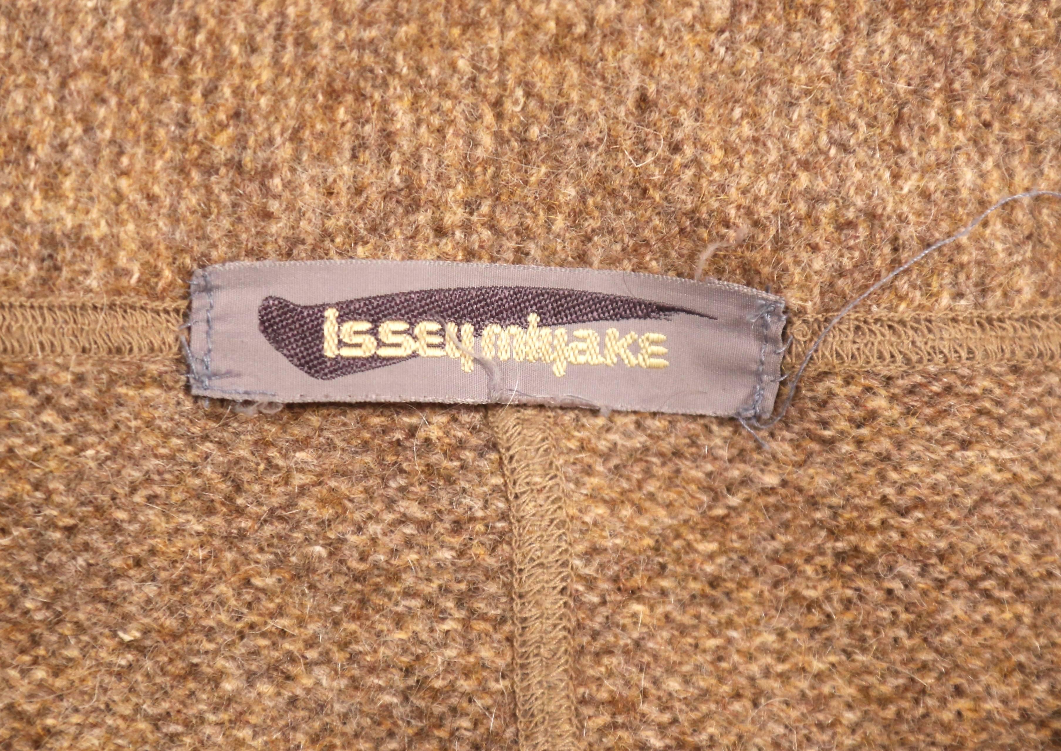Brown 1984 ISSEY MIYAKE draped wool cocoon runway coat
