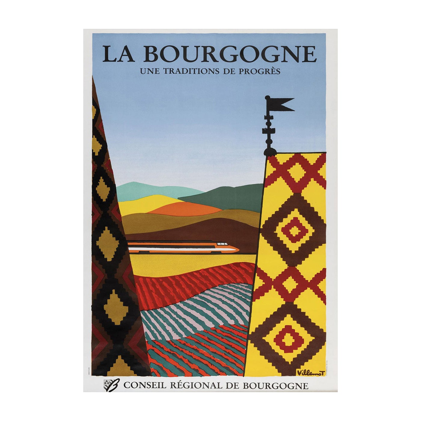 1984 La Bourgogne - Bernard Villemot Original Vintage Poster