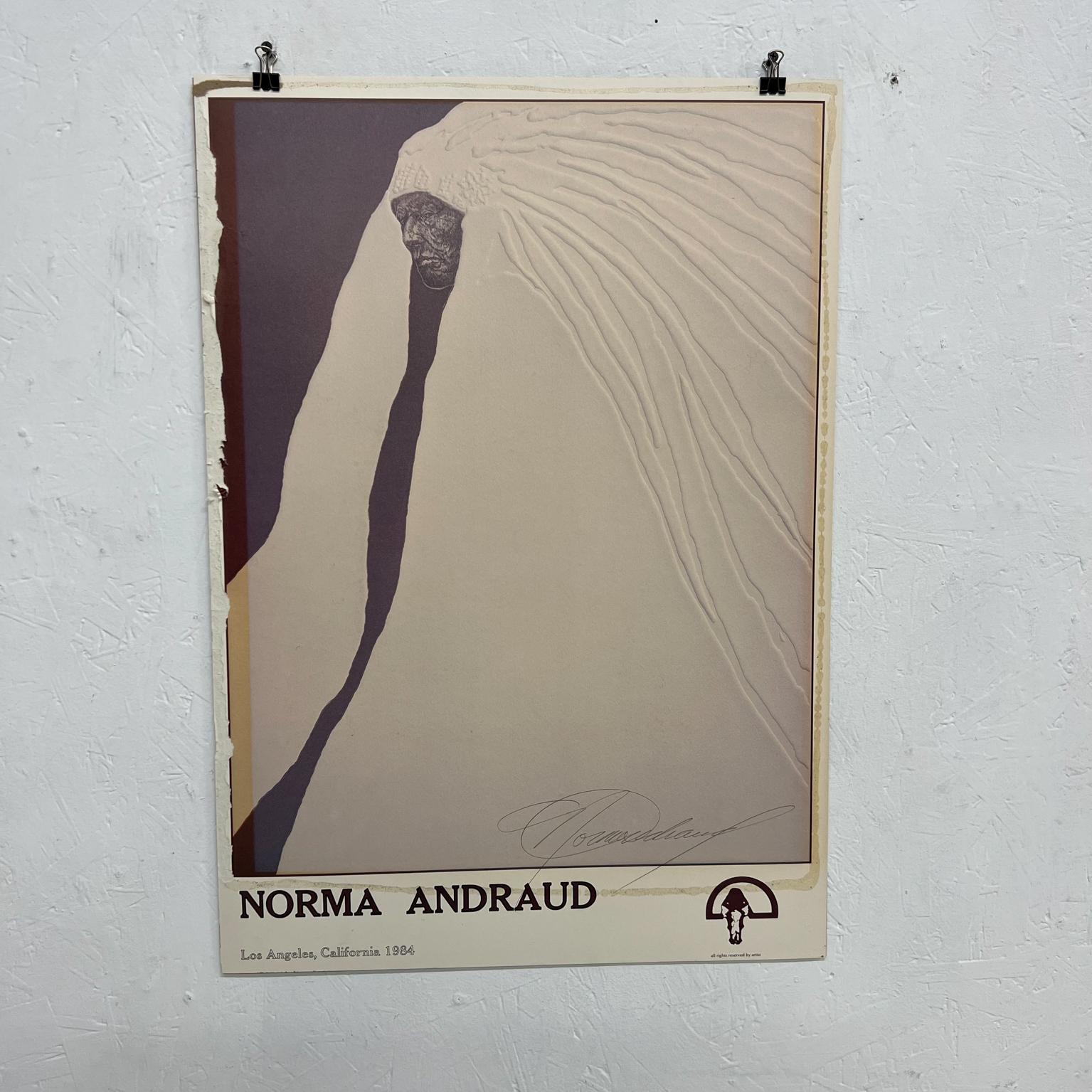 1984 Norma Andraud Modern Art Los Angeles CA many feathers embossed poster 
Signature
19 x 27
Original unrestored vintage condition.
See images provided.
 