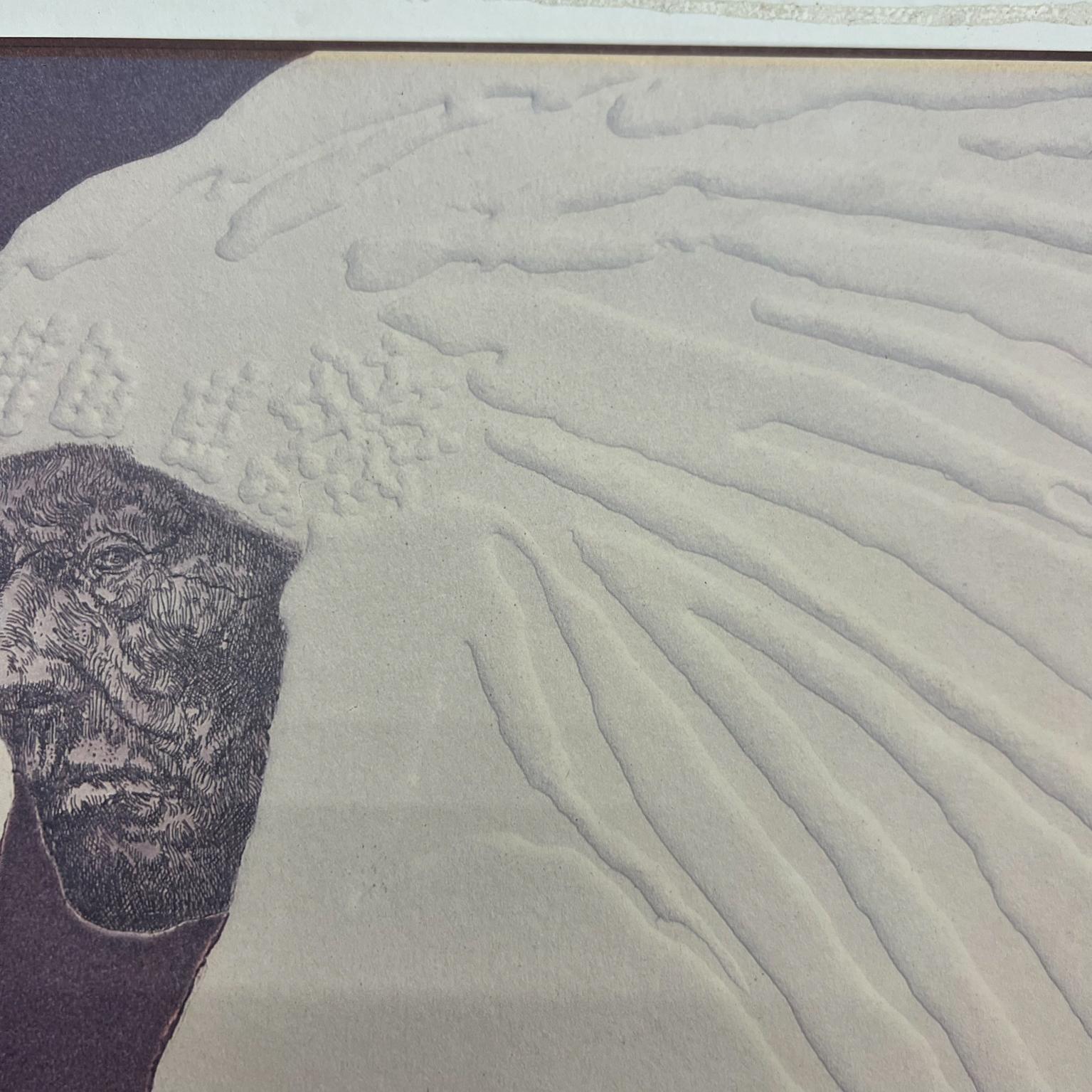 1984 Norma Andraud Modern Art Los Angeles Ca Many Feathers Embossed Poster  For Sale 2