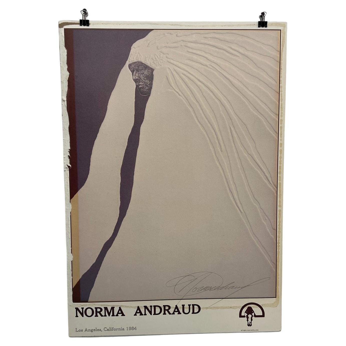 1984 Norma Andraud Modern Art Los Angeles Ca Many Feathers Embossed Poster  For Sale