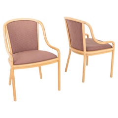 1984 Pair of Ward Bennett for Brickel Associates Dining Chairs in Pink Fabric