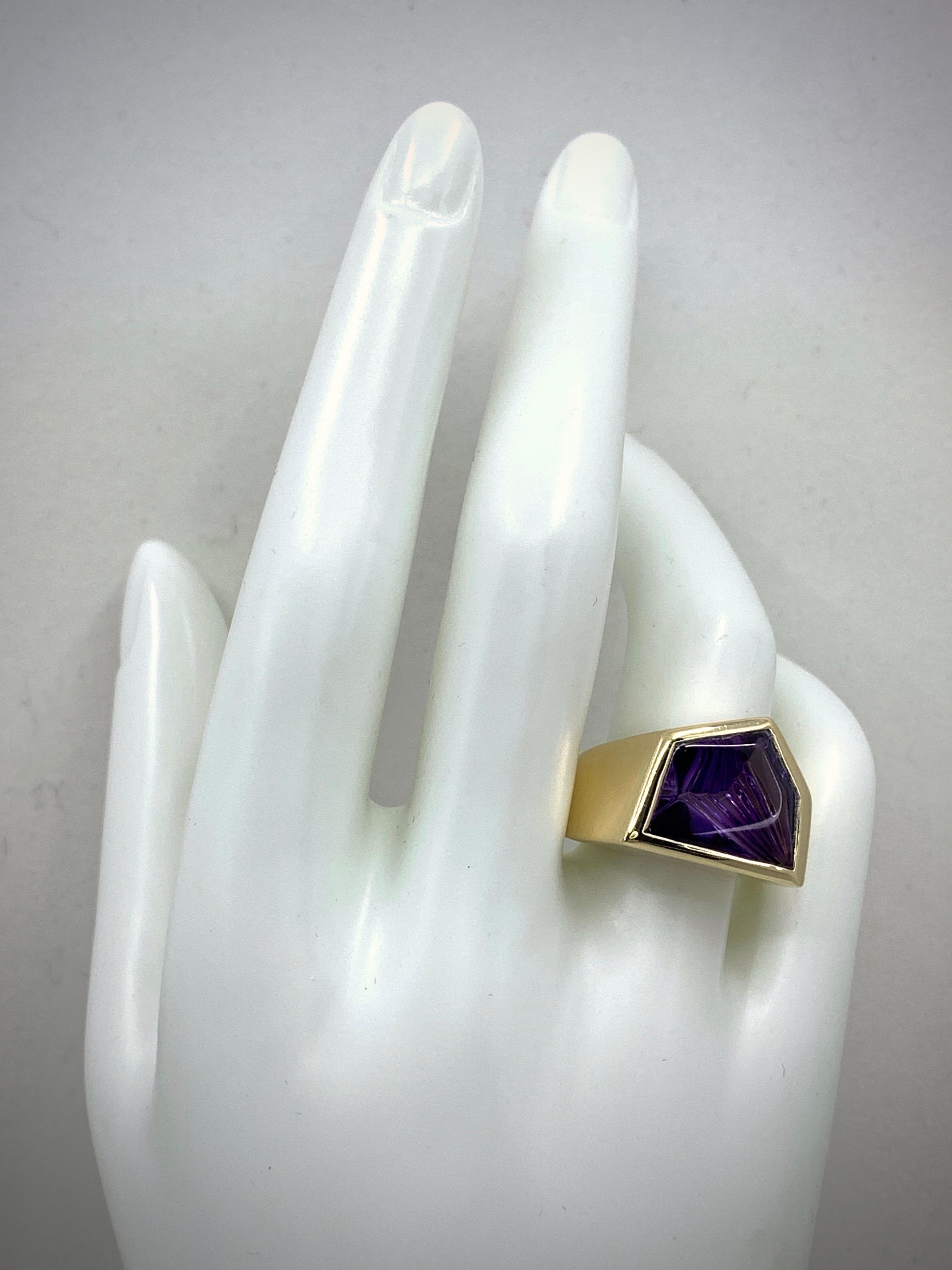 Women's or Men's 1984 Paloma Picasso for Tiffany & Co. Amethyst Cocktail Ring in 18K Yellow Gold