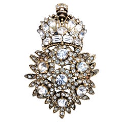 1984 R. Serbin Crystal Royal Crest Brooch Pin
