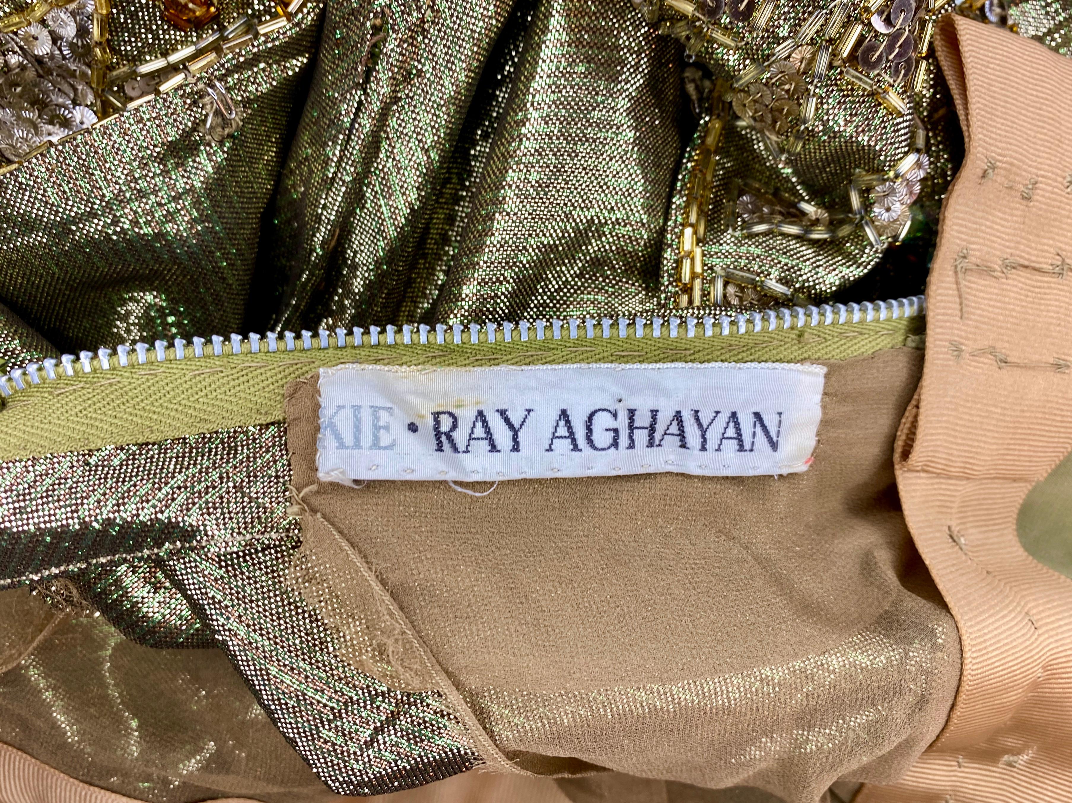 1984 Ray Aghayan for Barbra Streisand Custom Klimt Beaded Gold Lame Dress For Sale 9