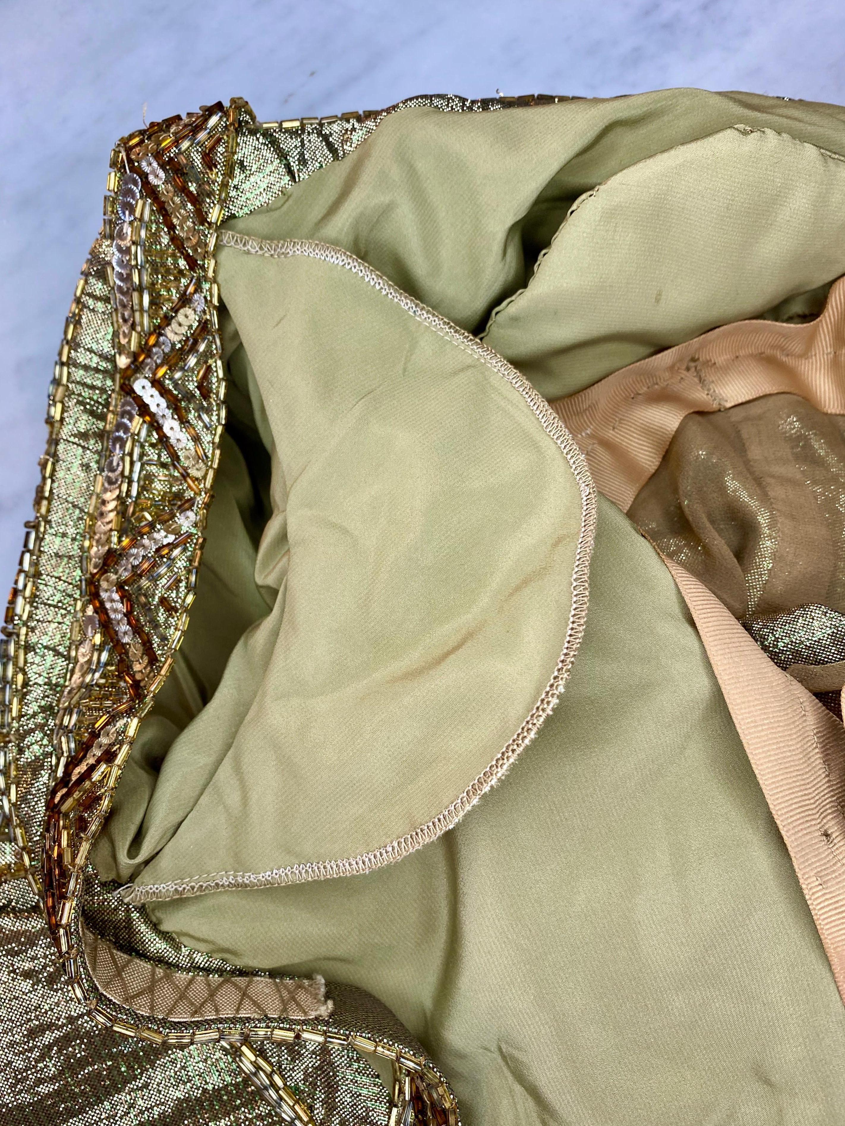 Ray Aghayan pour Barbra Streisand - Robe en maille dorée perlée et dorée, sur mesure, 1984 en vente 12