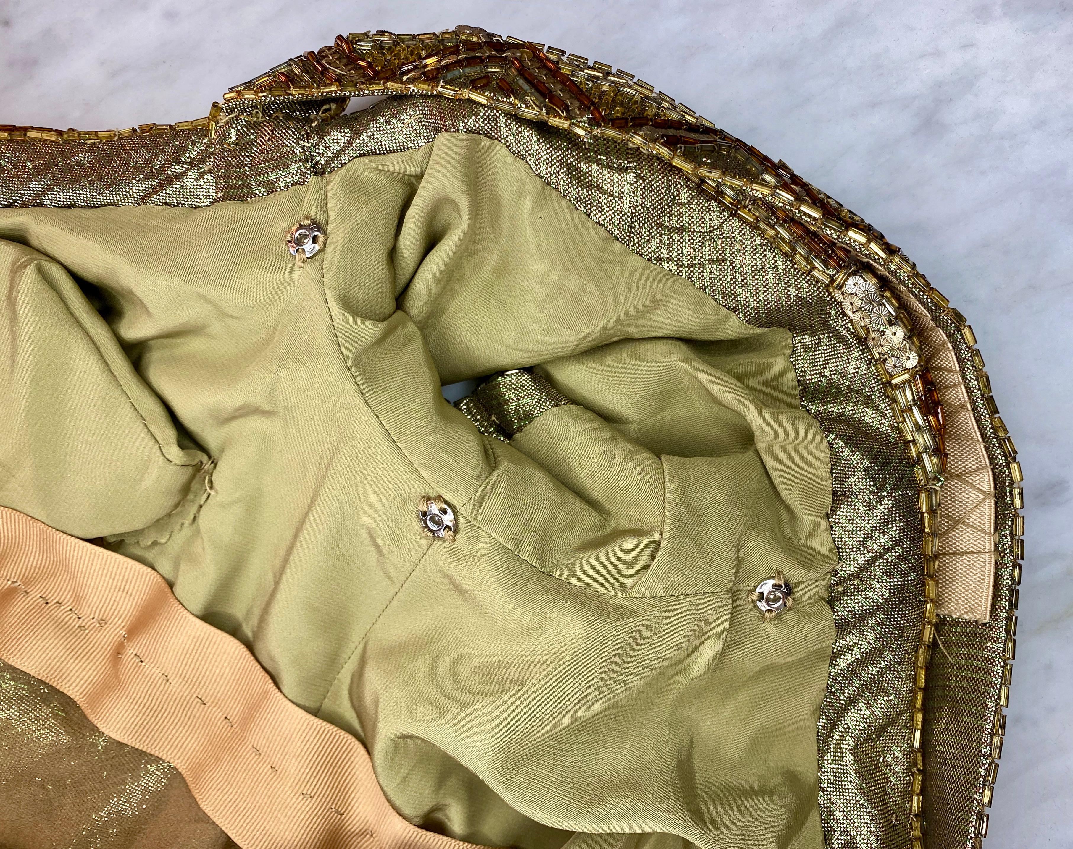 1984 Ray Aghayan for Barbra Streisand Custom Klimt Beaded Gold Lame Dress For Sale 11
