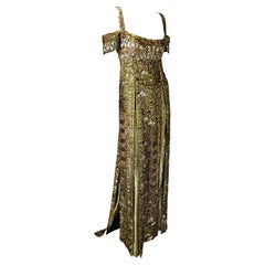 Vintage 1984 Ray Aghayan for Barbra Streisand Custom Klimt Beaded Gold Lame Dress