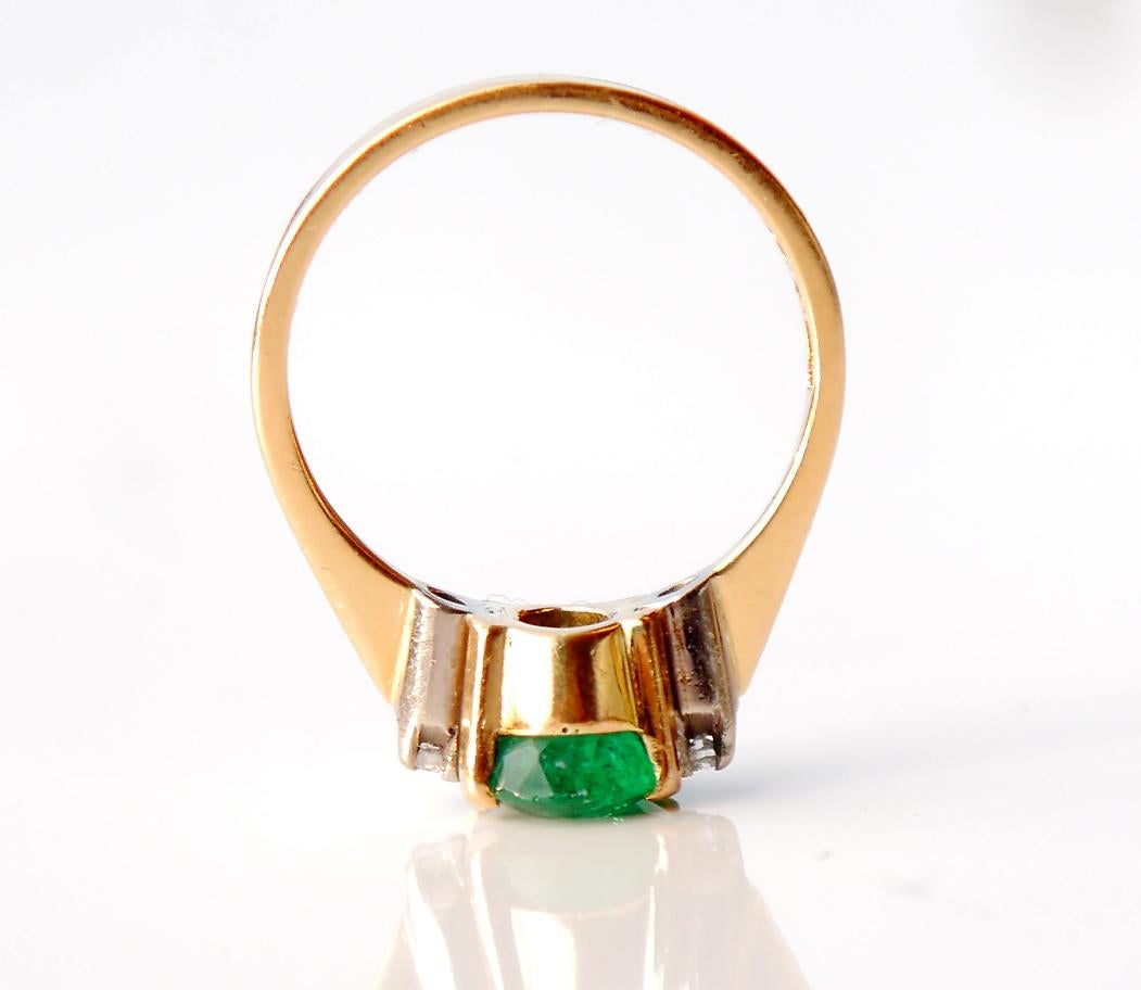 Women's 1984 Ring 2ct natural Emerald Diamonds solid 18K Gold Ø 6US / 2.6 gr For Sale