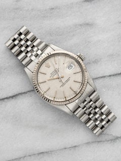 1984 Rolex Datejust 36 16014 White Gold Bezel Auto Silver Linen Dial 36mm