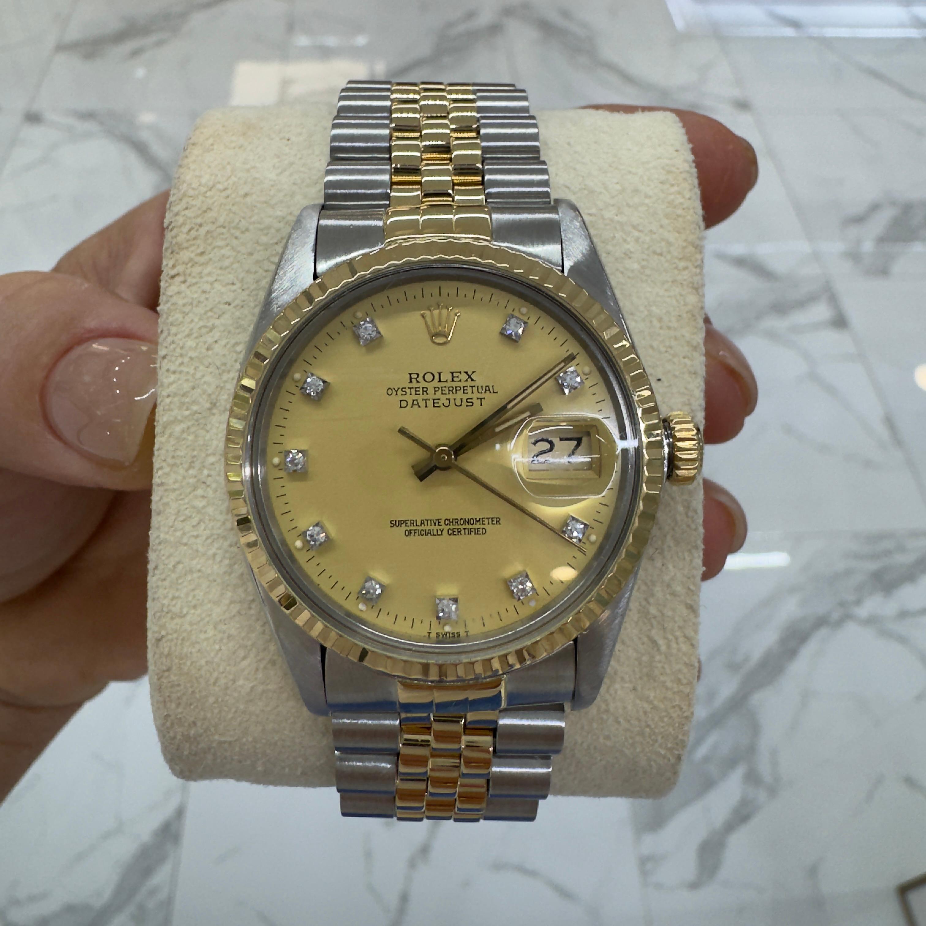 1984 Rolex Datejust 36MM 16013 Champagne Diamond Dial Two Tone Jubilee Watch 3