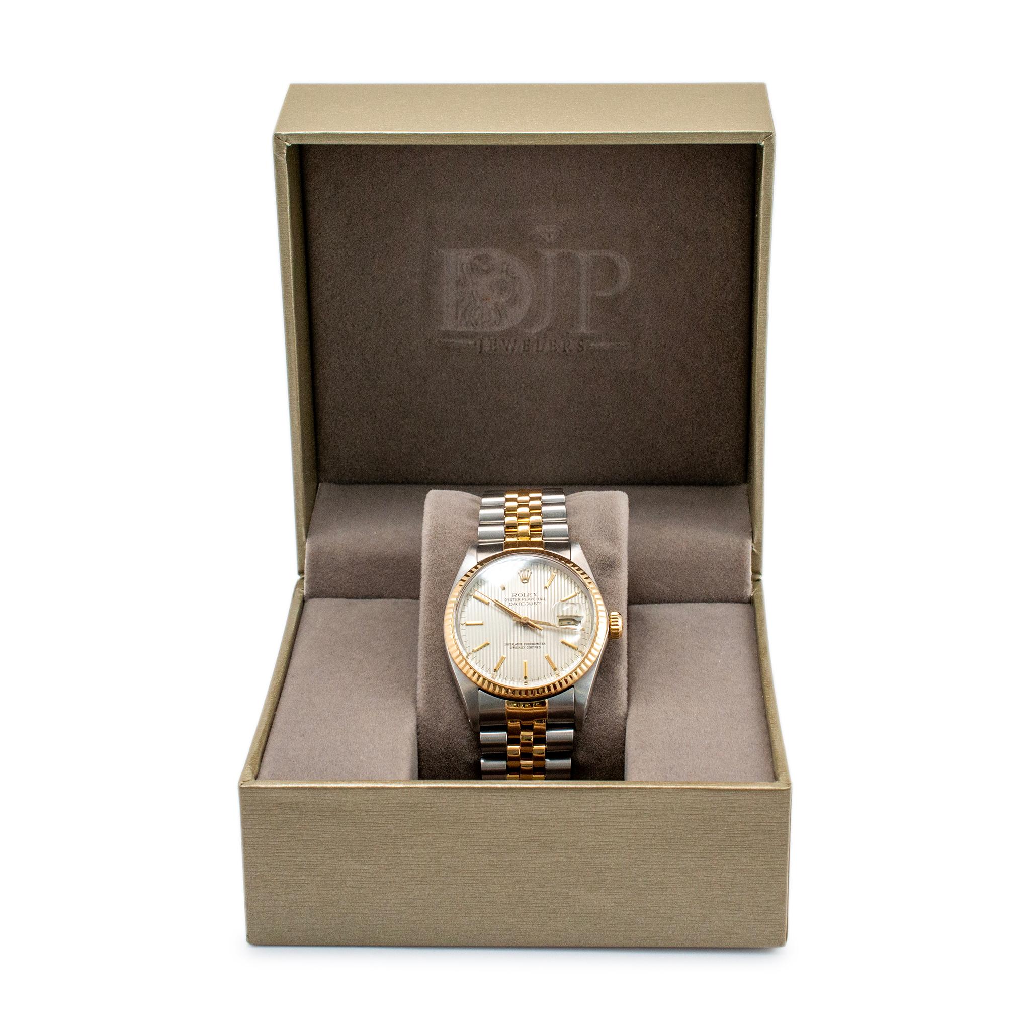 1984 Rolex Datejust 36MM 16013 Wandteppich Zifferblatt Gelbgold Edelstahl-Uhr 5