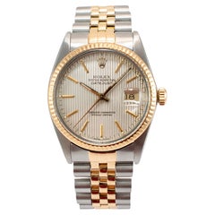 1984 Rolex Datejust 36MM 16013 Wandteppich Zifferblatt Gelbgold Edelstahl-Uhr