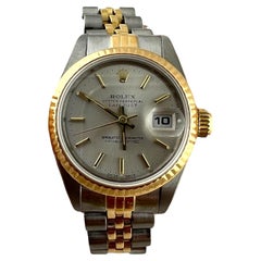 Used 1984, Rolex Ladies Two Tone Datejust 69173 Watch Silver Stick Dial