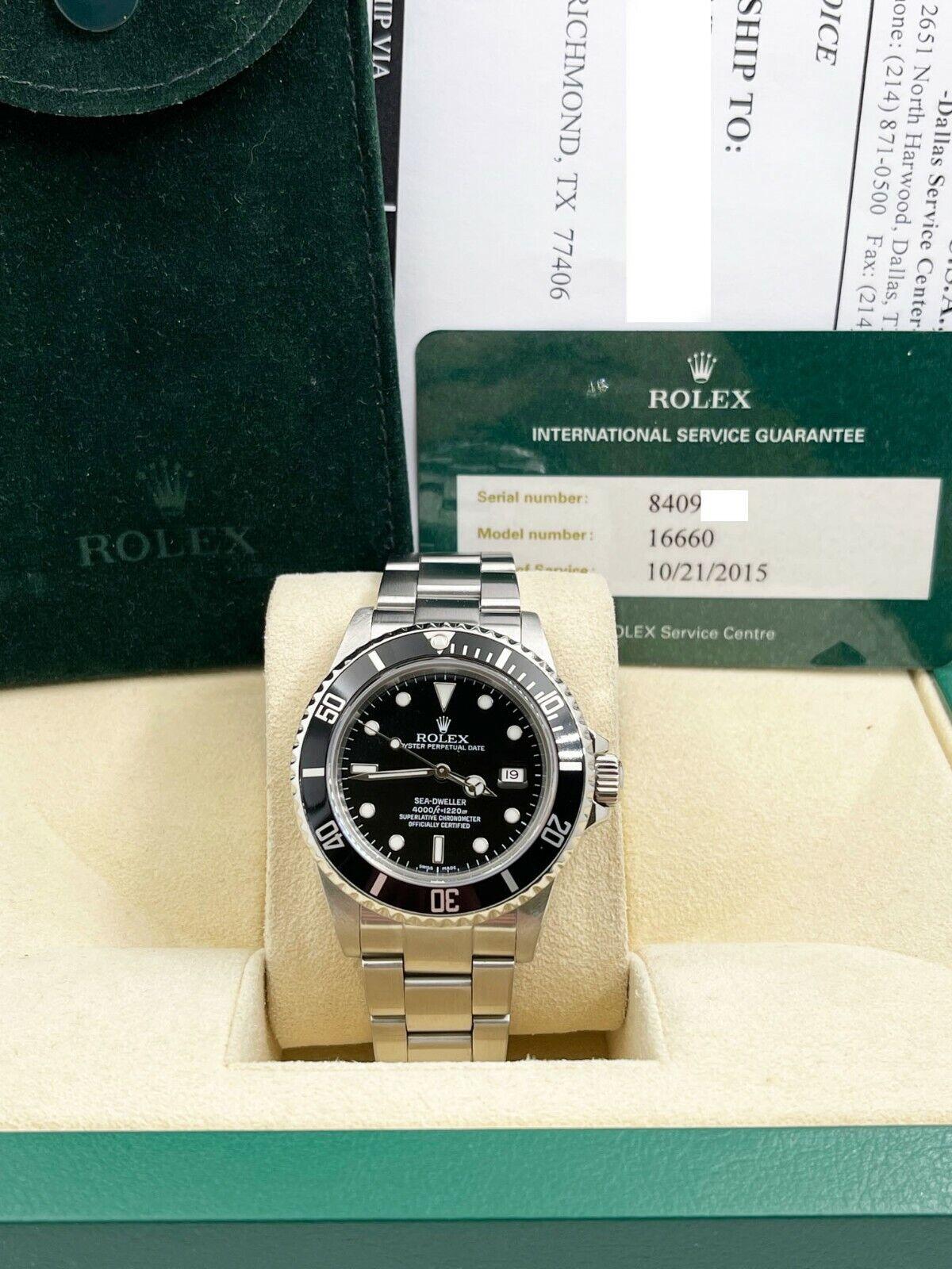 1984 Rolex Sea Dweller 16660 Black Dial Stainless Steel Box Service Paper For Sale 7