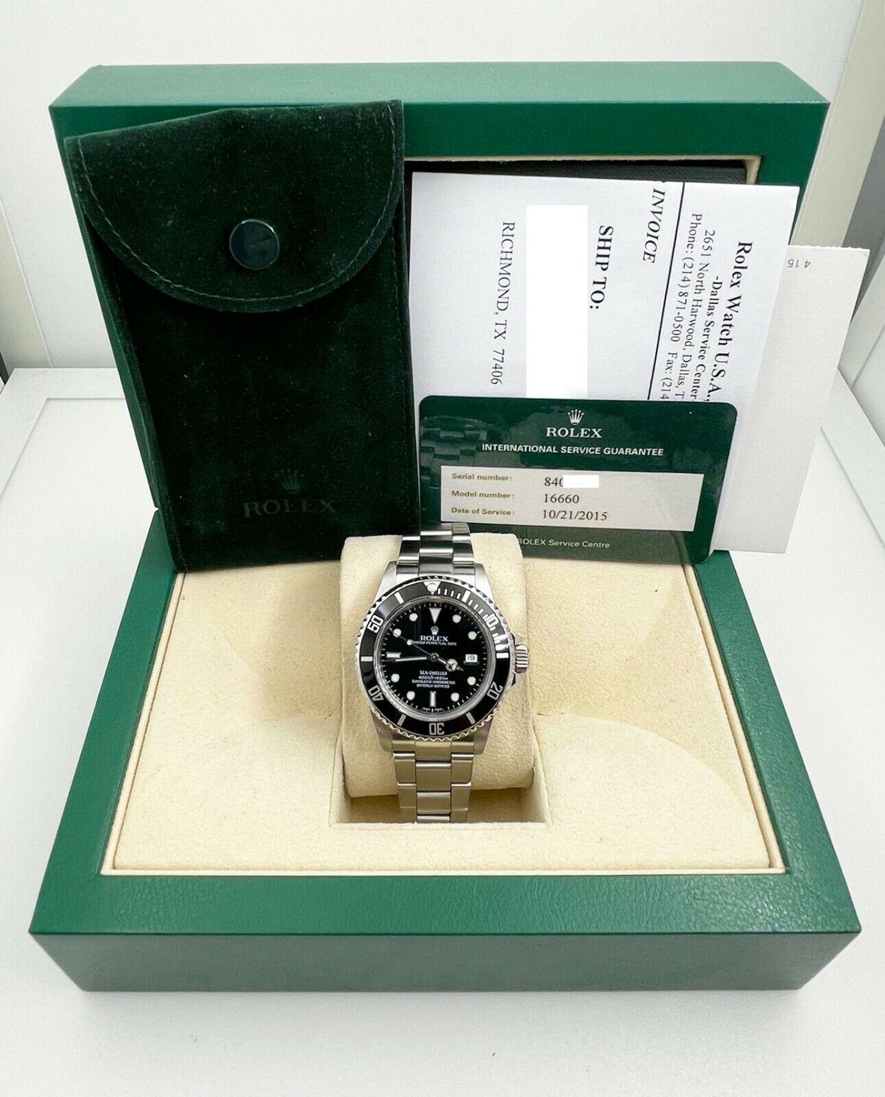 Men's 1984 Rolex Sea Dweller 16660 Black Dial Stainless Steel Box Service Paper For Sale