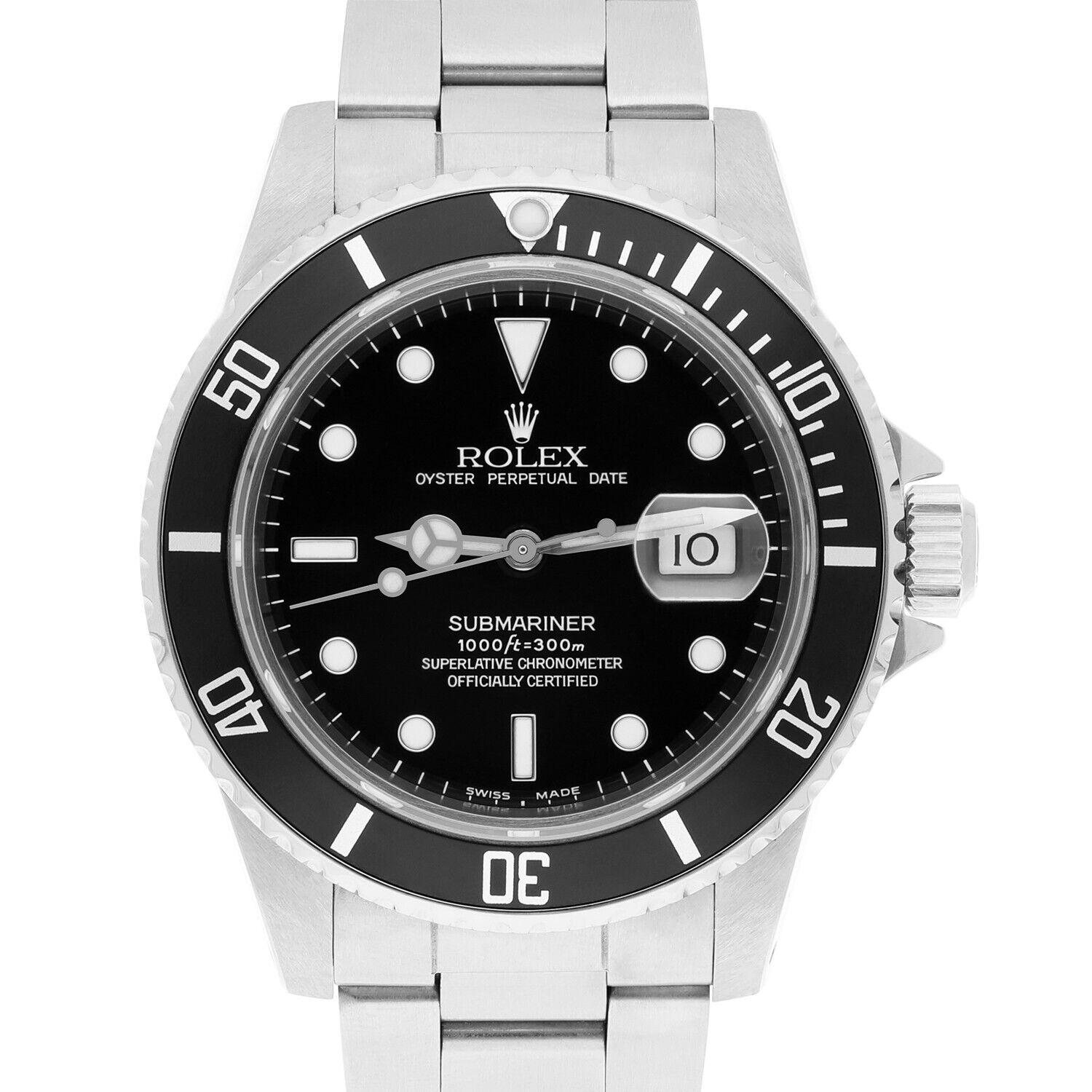 1984 Rolex Submariner Date 40mm Black Dial Rare Vintage Steel Watch 16800 For Sale