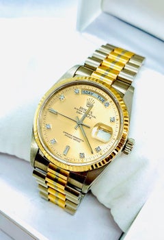 1984 Rolex Tridor Day Date 18 Karat Gold and Diamond Watch