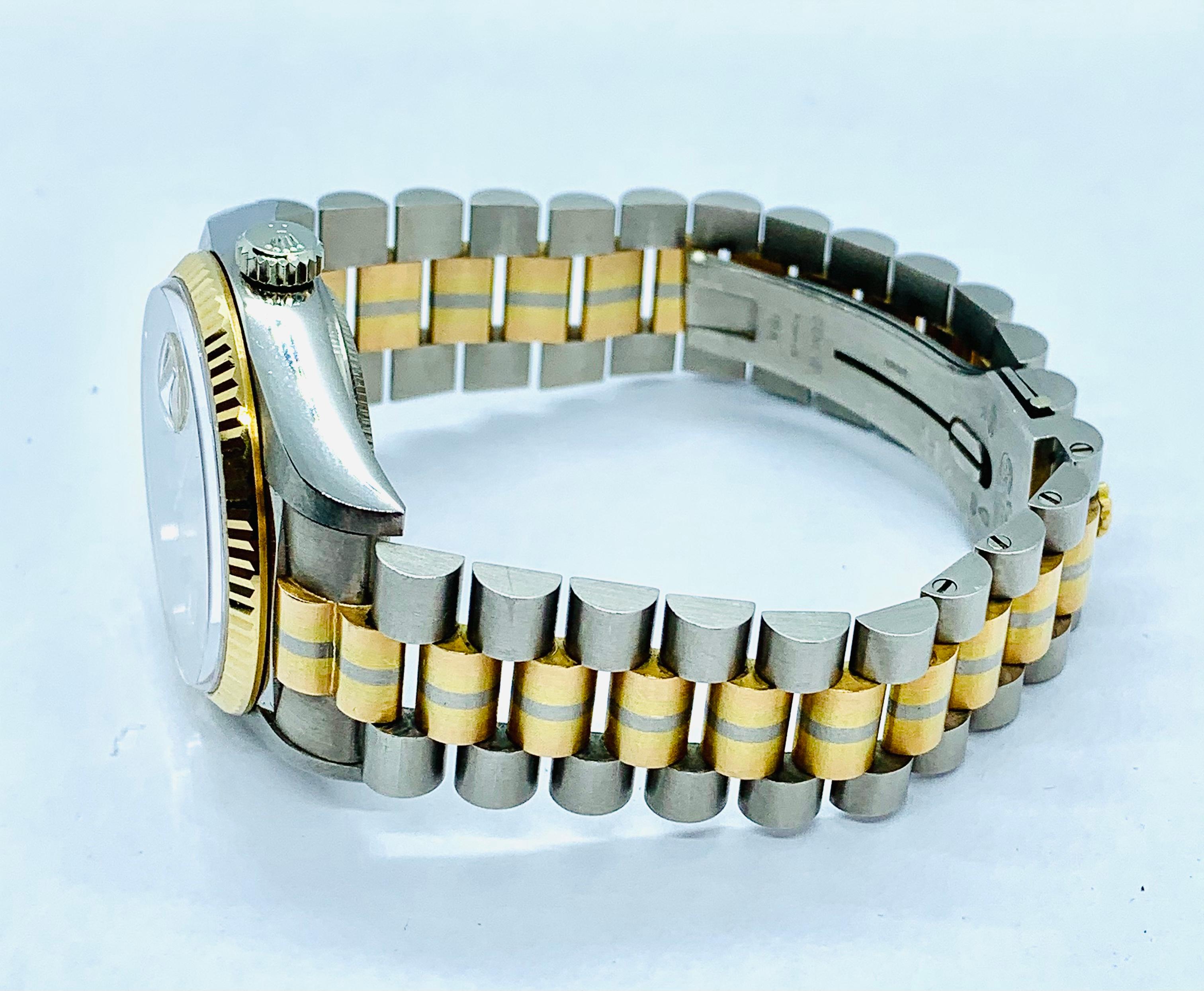 1984 Rolex Tridor Day Date 18 Karat Gold und Diamantuhr (Baguetteschliff)