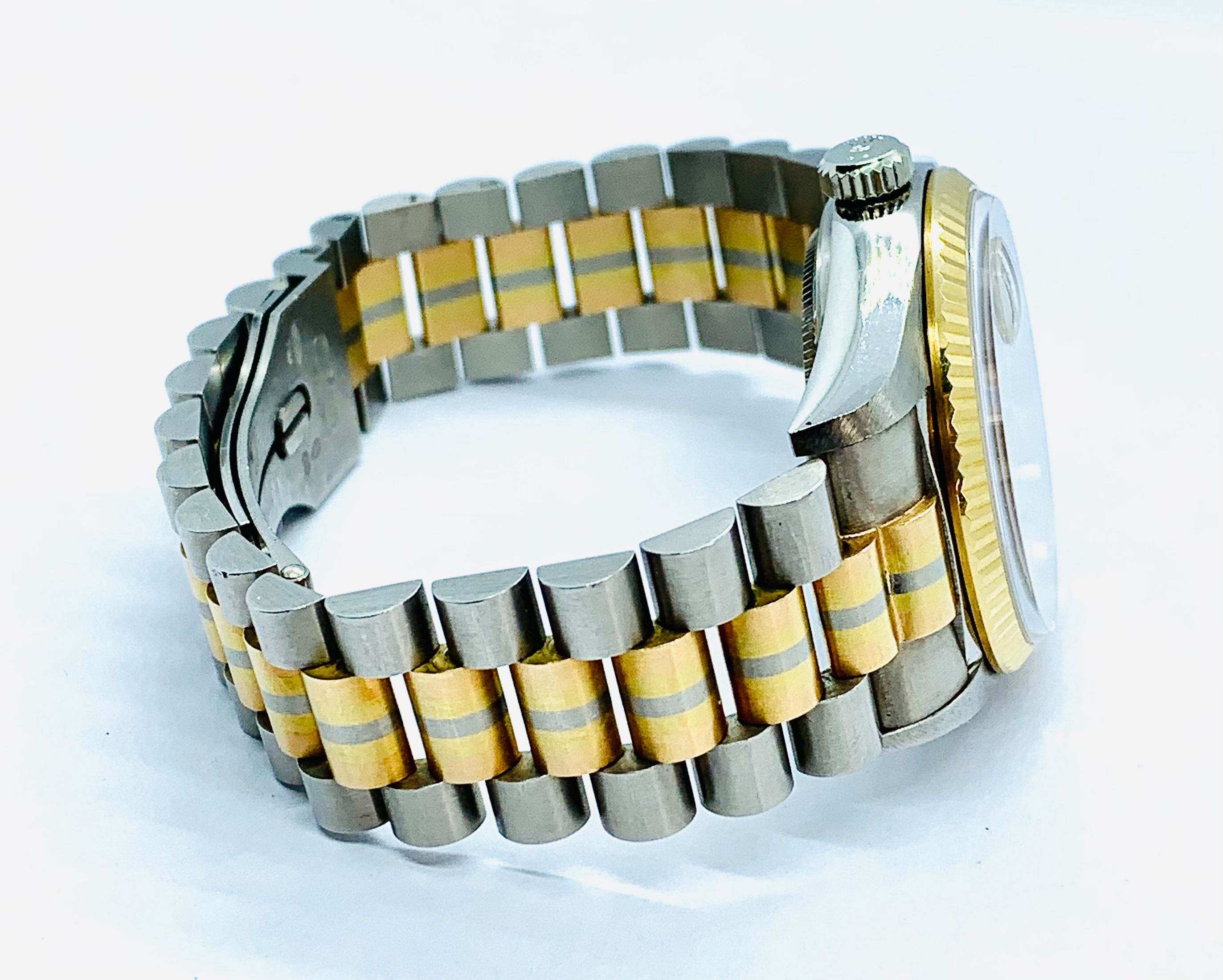 1984 Rolex Tridor Day Date 18 Karat Gold und Diamantuhr für Damen oder Herren