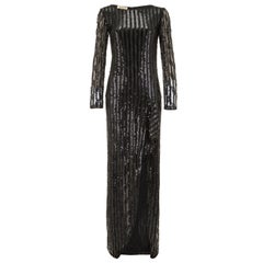 1984 Runway Documented Andre Laug Couture Black Sequin Dress