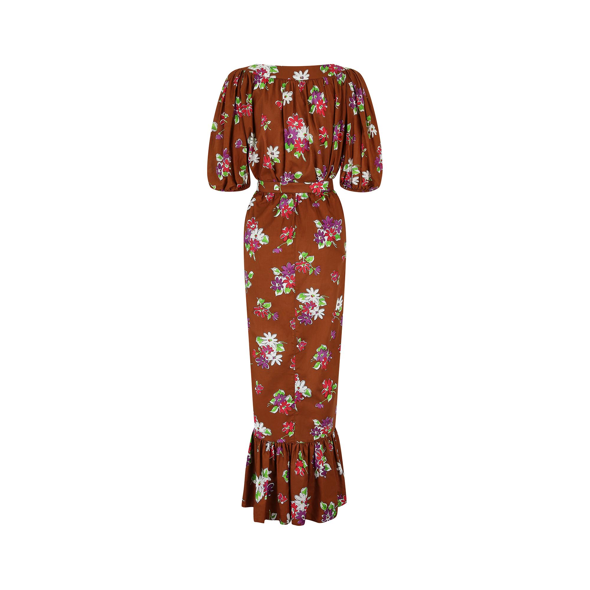 1984 Runway Documented Yves Saint Laurent Floral Skirt Suit In Excellent Condition For Sale In London, GB