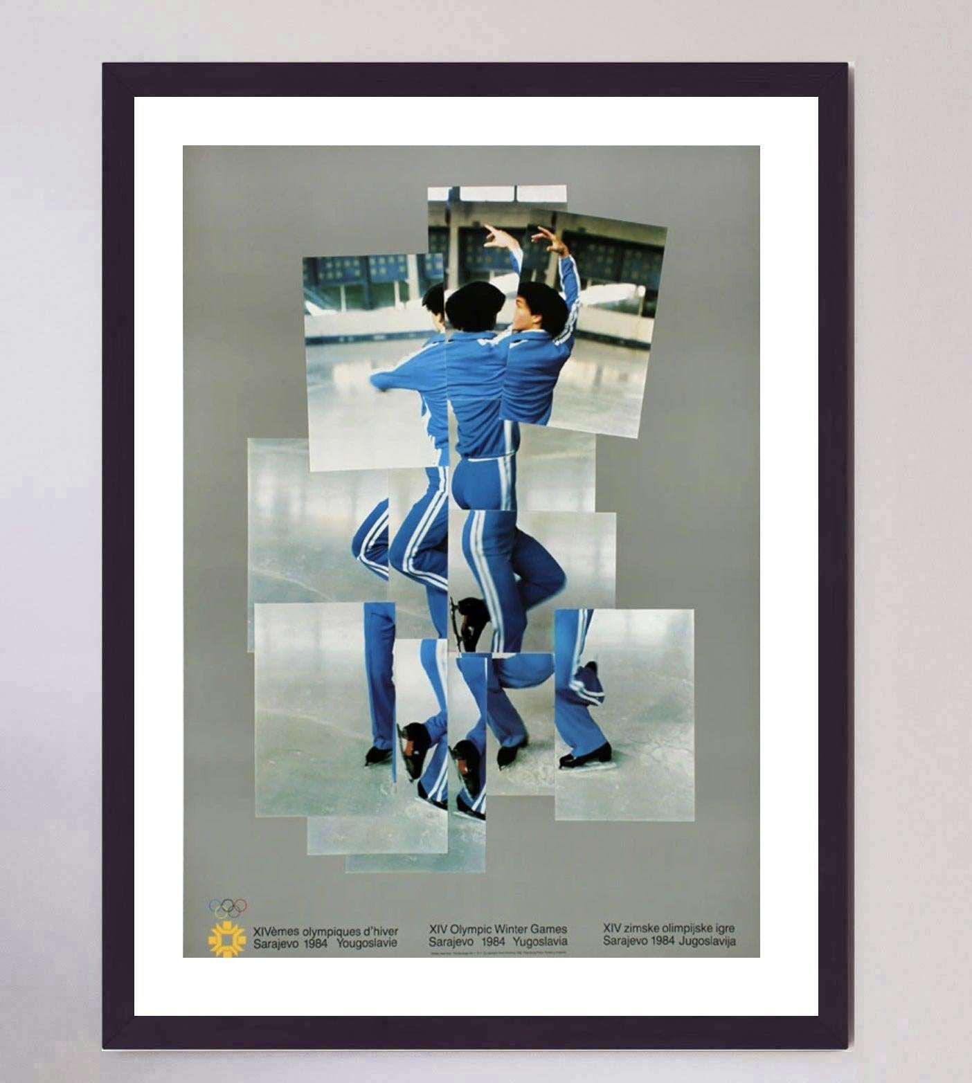 1984 Sarajevo Winter Olympic Games - David Hockney Original Vintage Poster In Good Condition For Sale In Winchester, GB