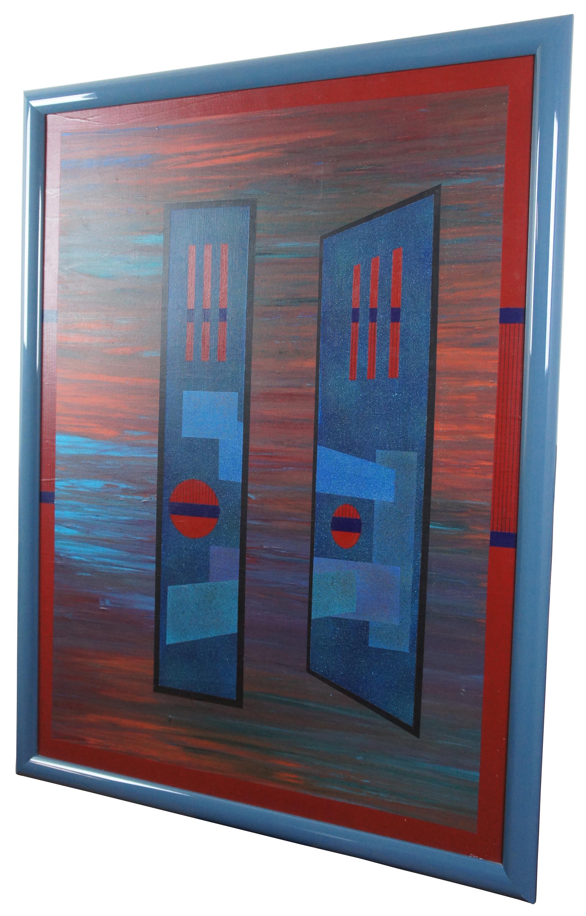 1984 science fiction signed oil on canvas abstract vintage.

Sans Frame - 35.5” x 47.5”