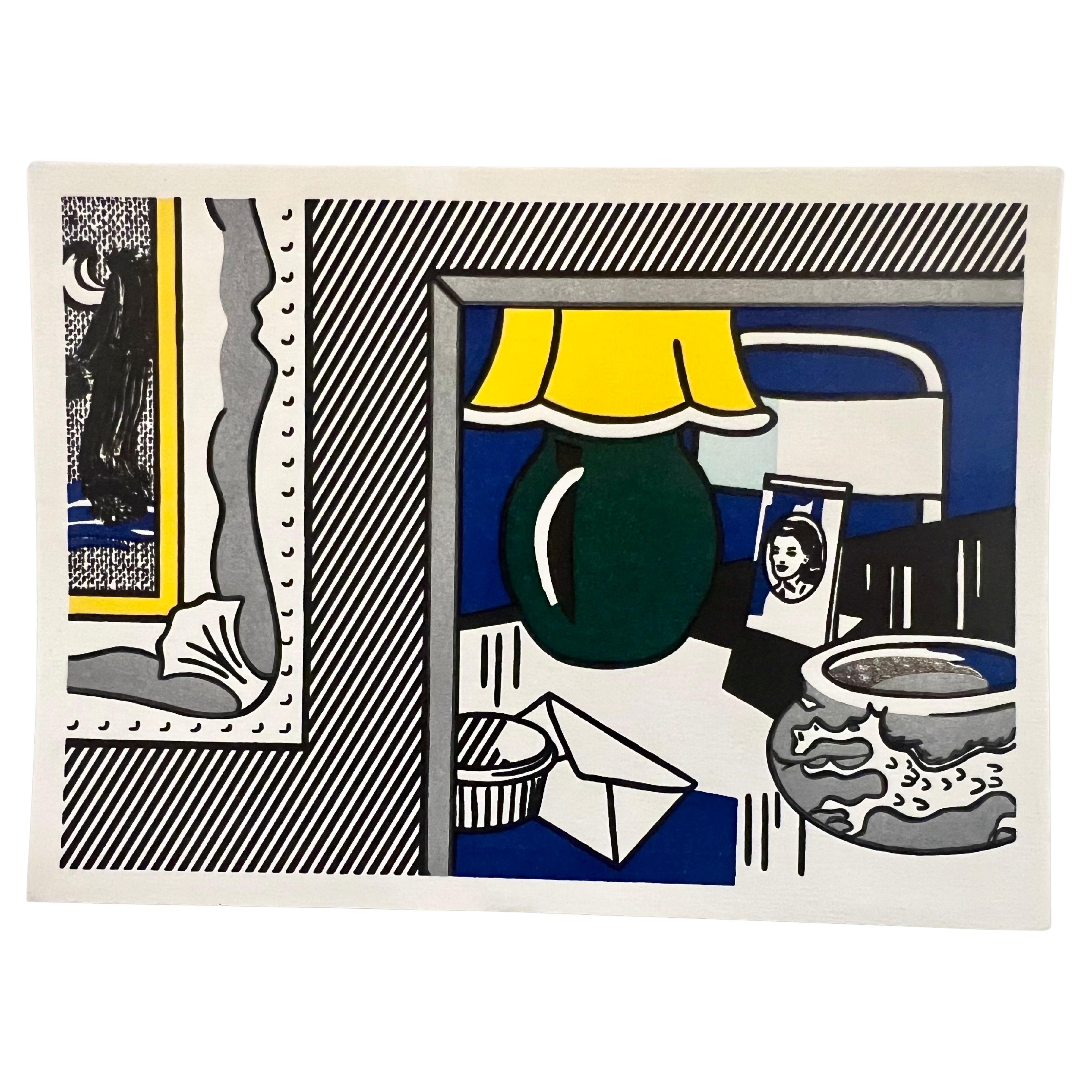 1984 Small Woodcut Lithograph Screenprint & Collage of Roy Litchtenstein Estate For Sale