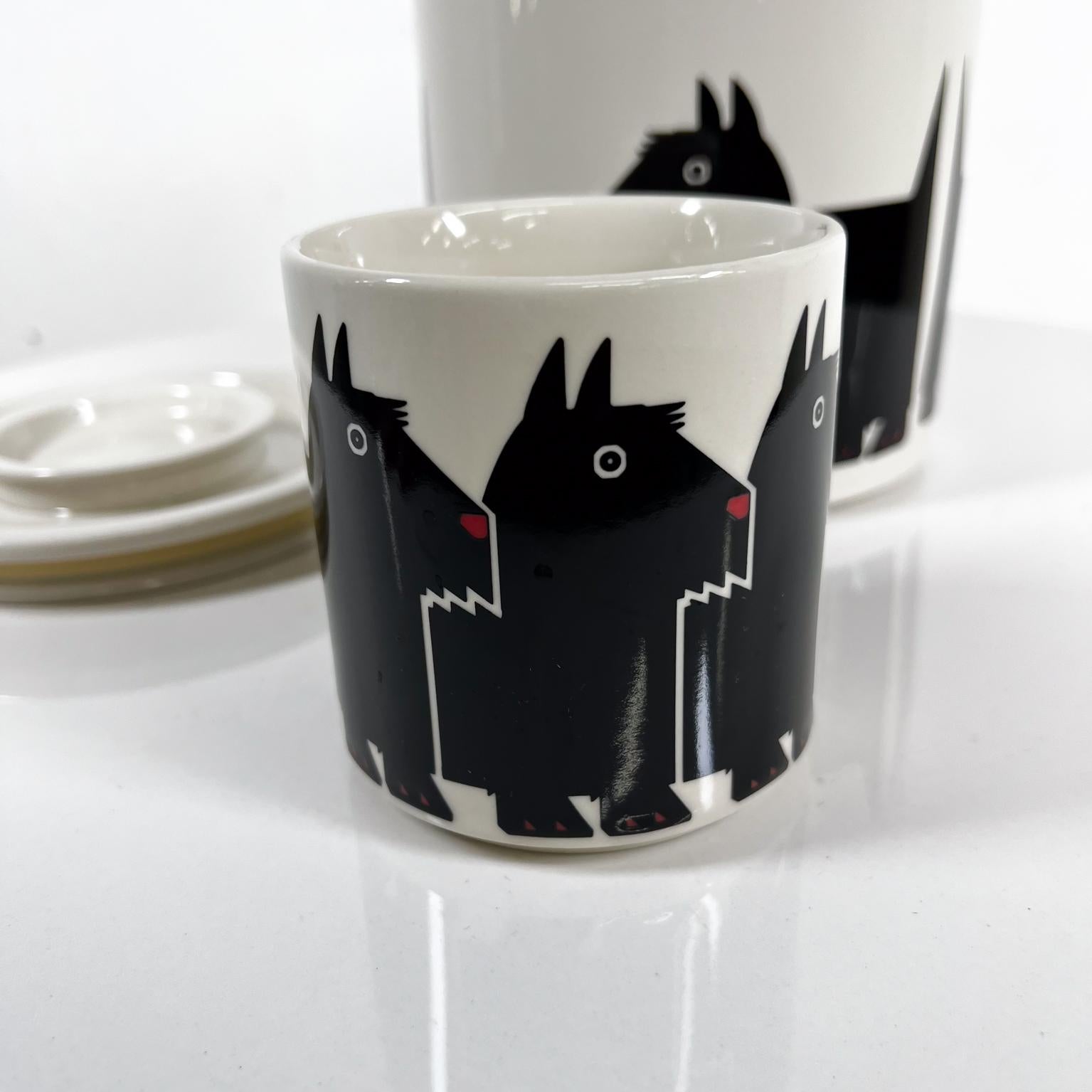 Japanese 1984 Taylor & NG Minimals Scottish Terrier Dog Cookie Jar and Mug For Sale