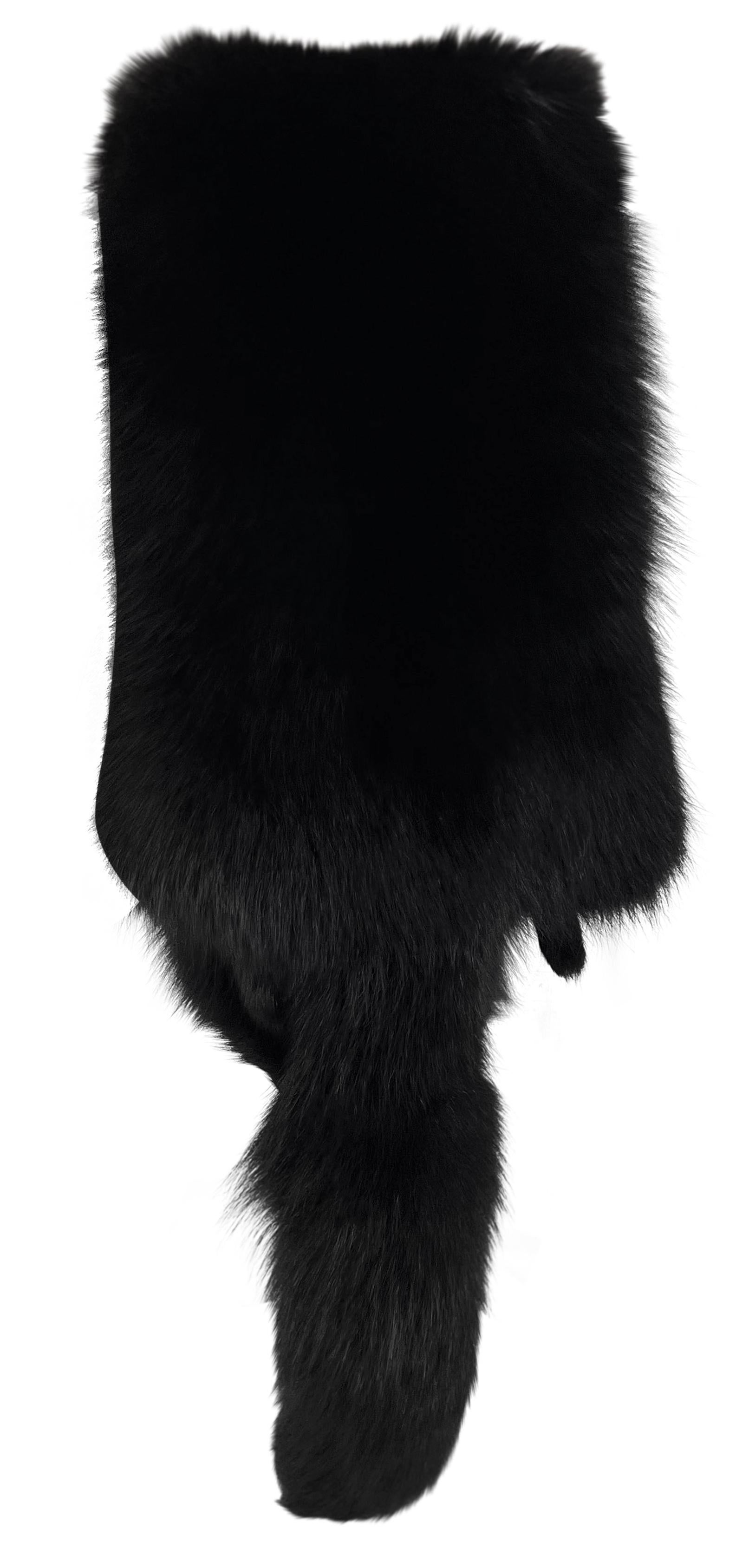 1984 Valentino Garavani Runway Rhinestone Beaded Bow Night Black Fox Fur Scarf For Sale 4