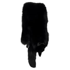 1984 Valentino Garavani Runway Rhinestone Beaded Bow Night Black Fox Fur Scarf