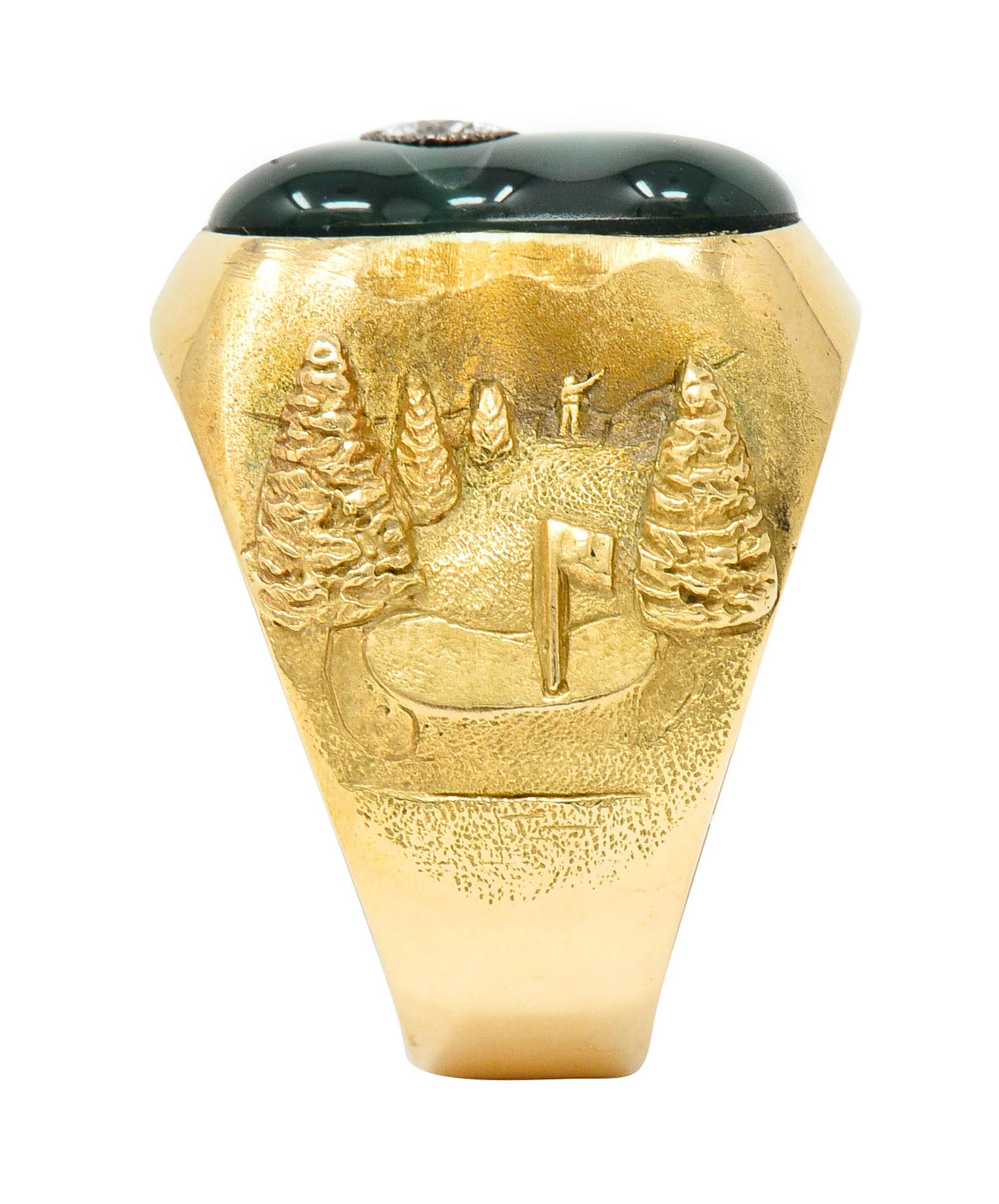 1984 Vintage Diamant-Emaille 18 Karat Gold Herren Golf Ring 4