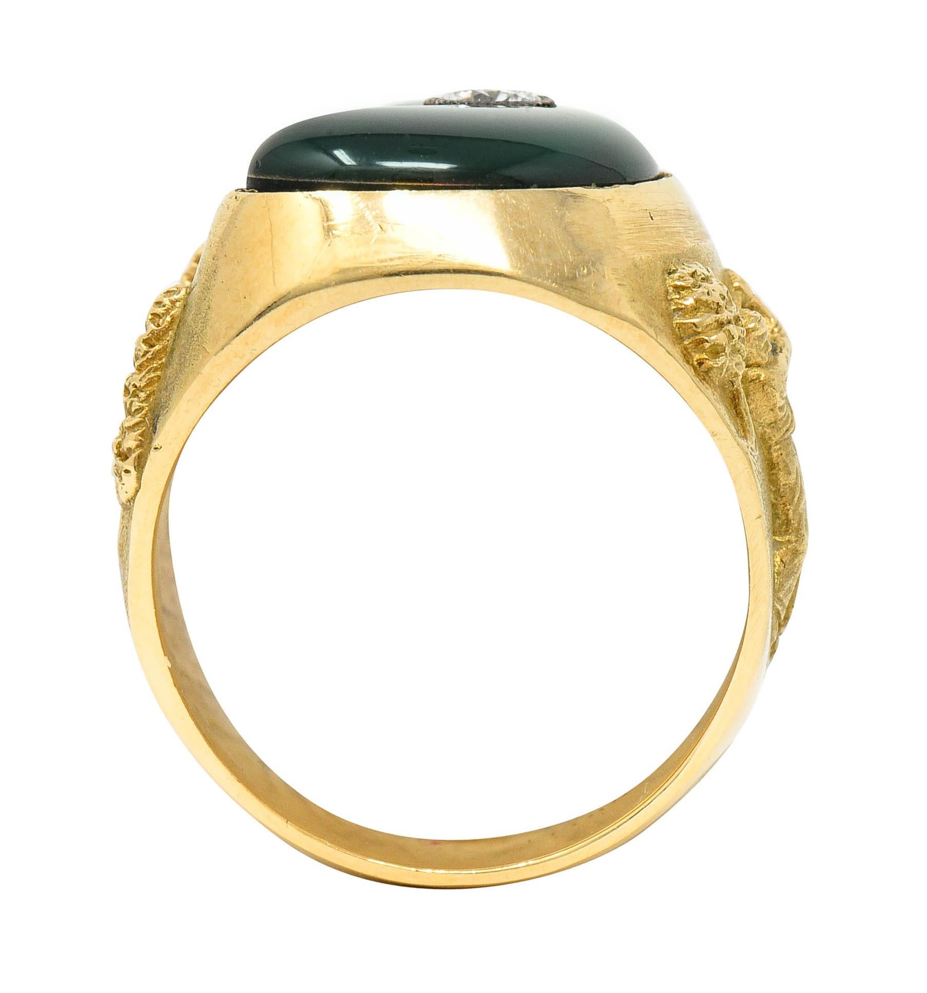 1984 Vintage Diamant-Emaille 18 Karat Gold Herren Golf Ring 5