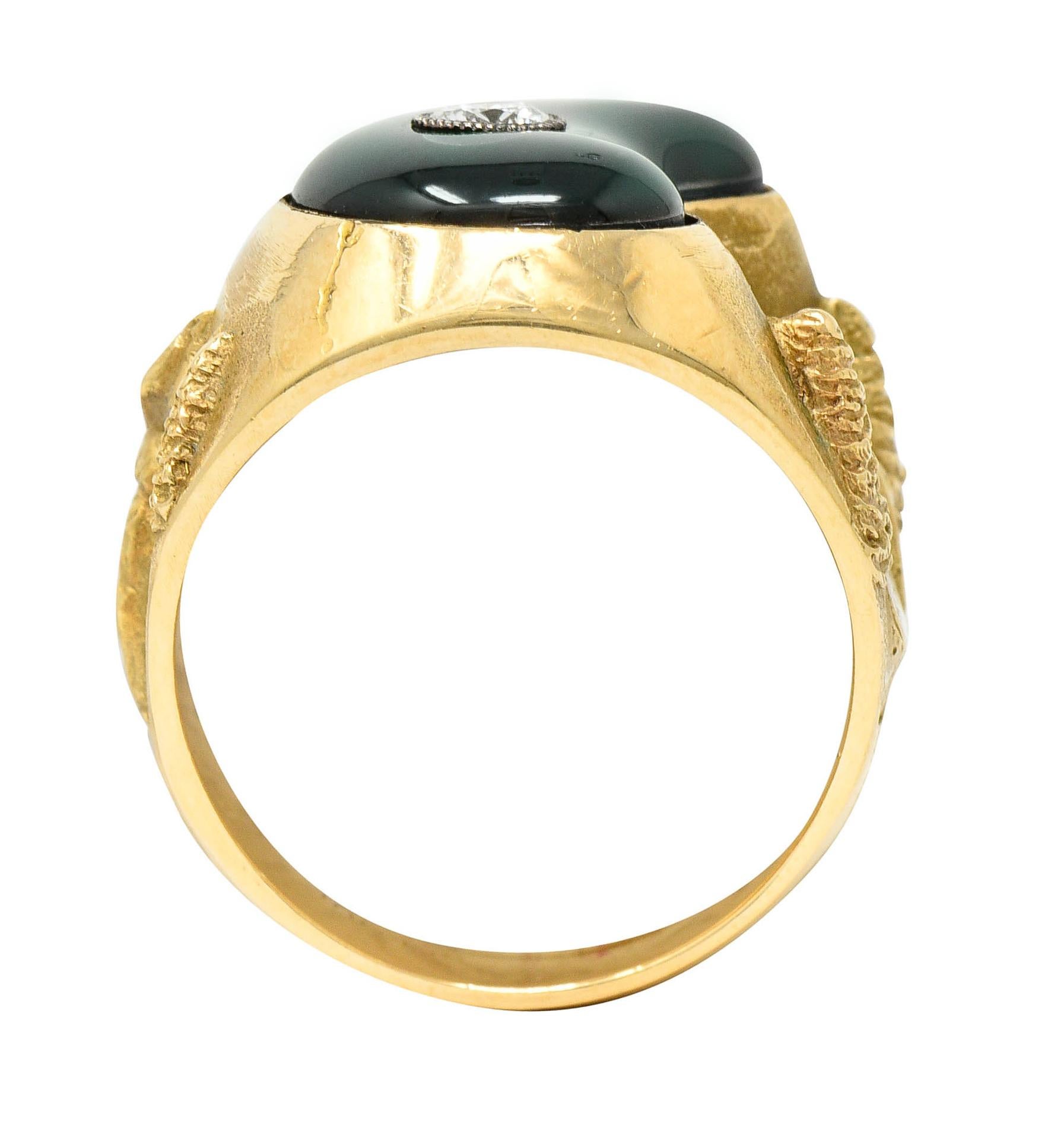 1984 Vintage Diamant-Emaille 18 Karat Gold Herren Golf Ring 6