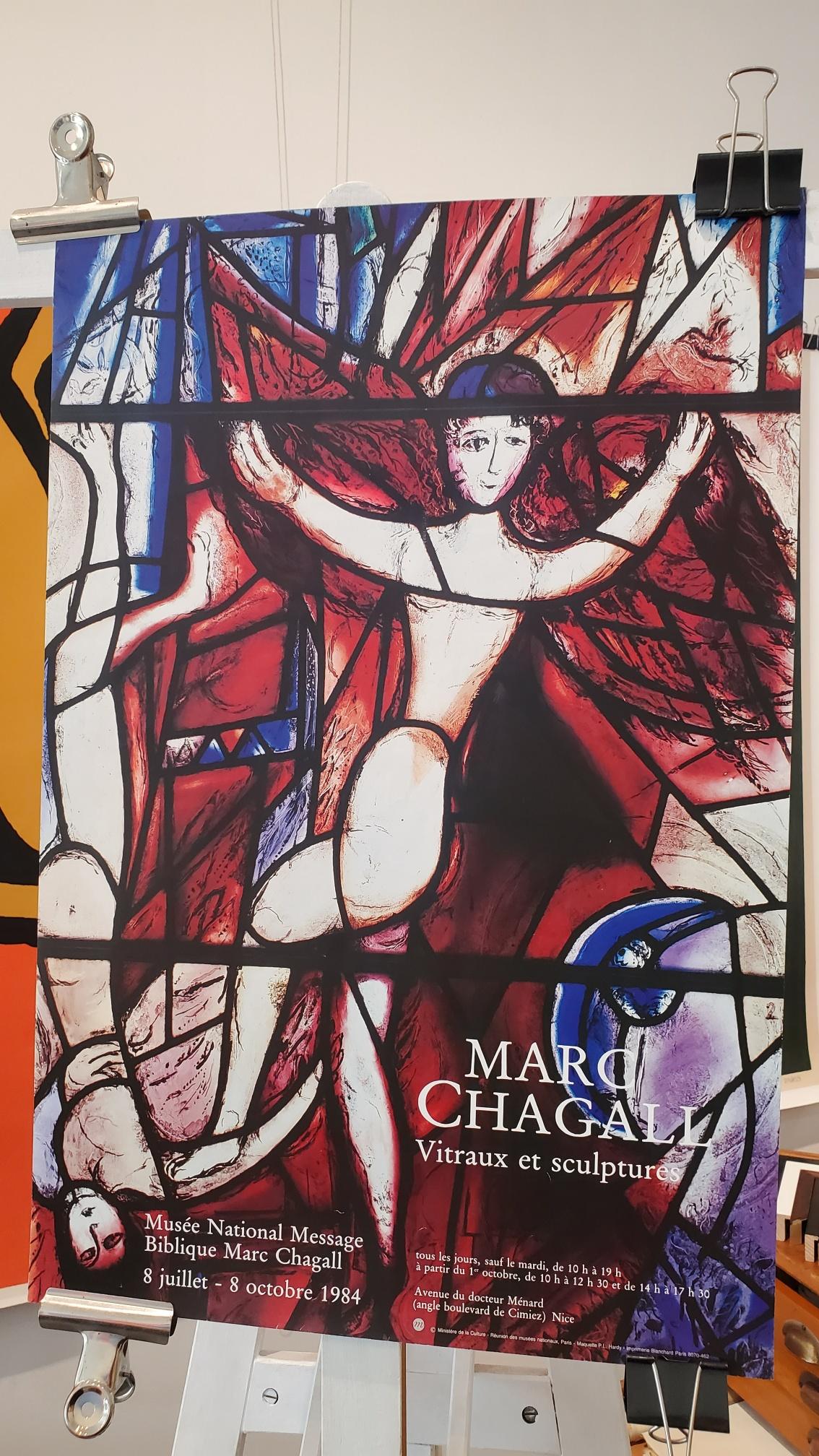 French 1984 'Vitraux Et Sculptures Biblique' Marc Chagall Original Exhibition Poster For Sale