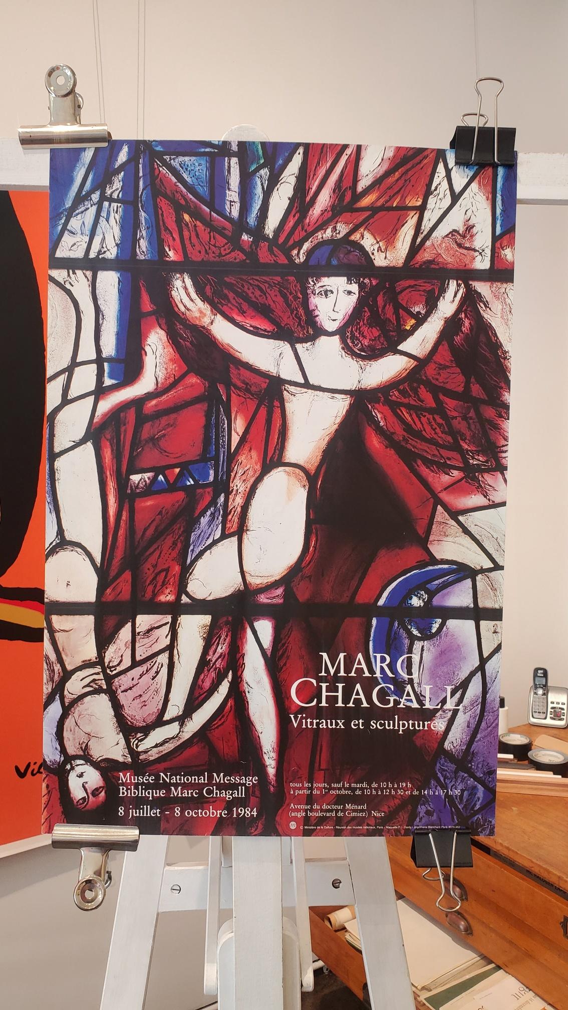 Late 20th Century 1984 'Vitraux Et Sculptures Biblique' Marc Chagall Original Exhibition Poster For Sale